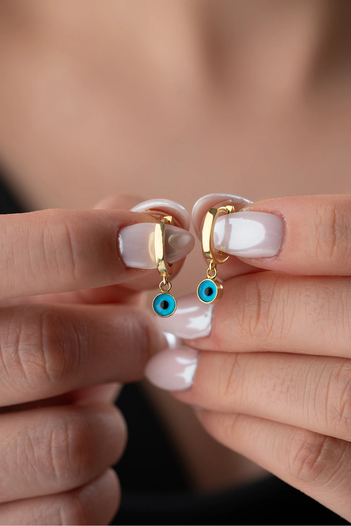 Gümüş Nazar Boncuklu Küpe