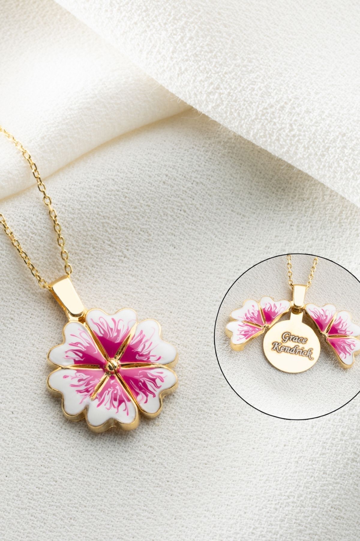 Gümüş Açılabilen İsimli Çiçek Kolye