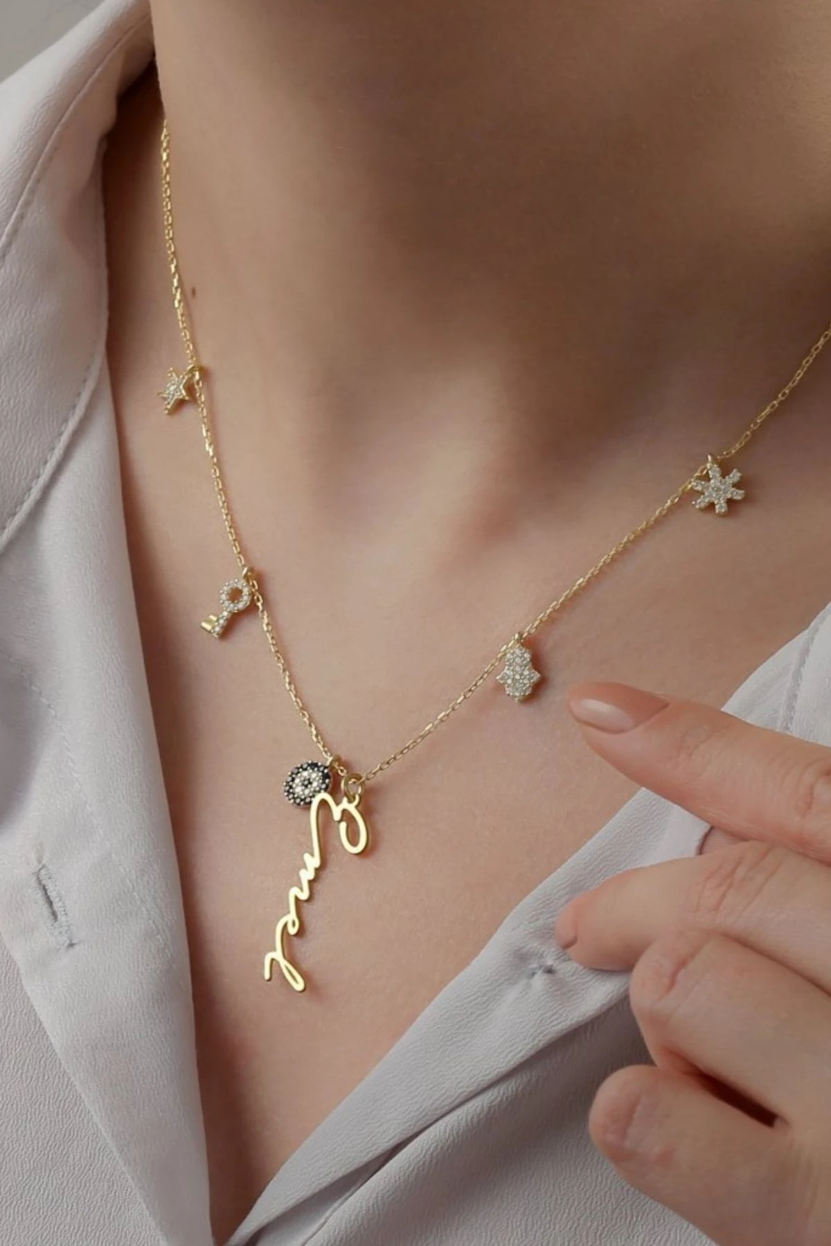 Gümüş Kişiye Özel Isimli Şans Kolyesi