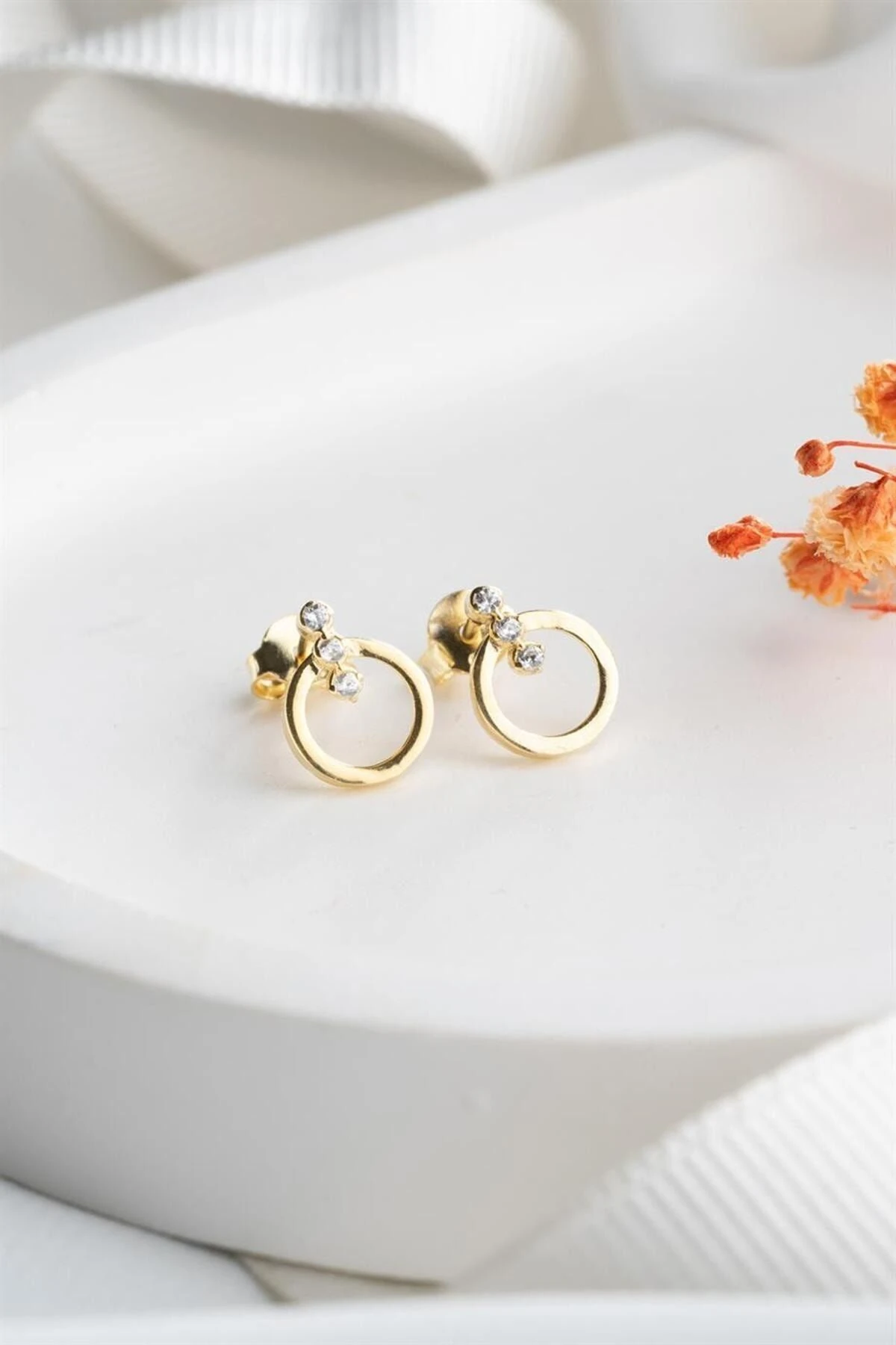 Gold Halka Gümüş Küpe