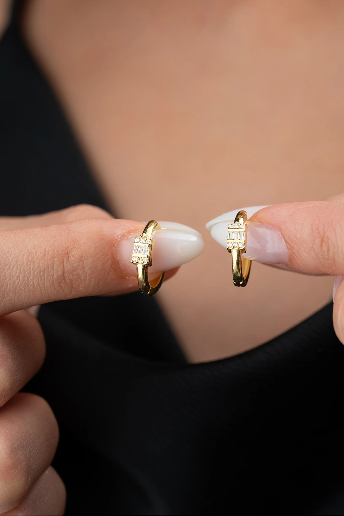 Gümüş Baget Halka Küpe