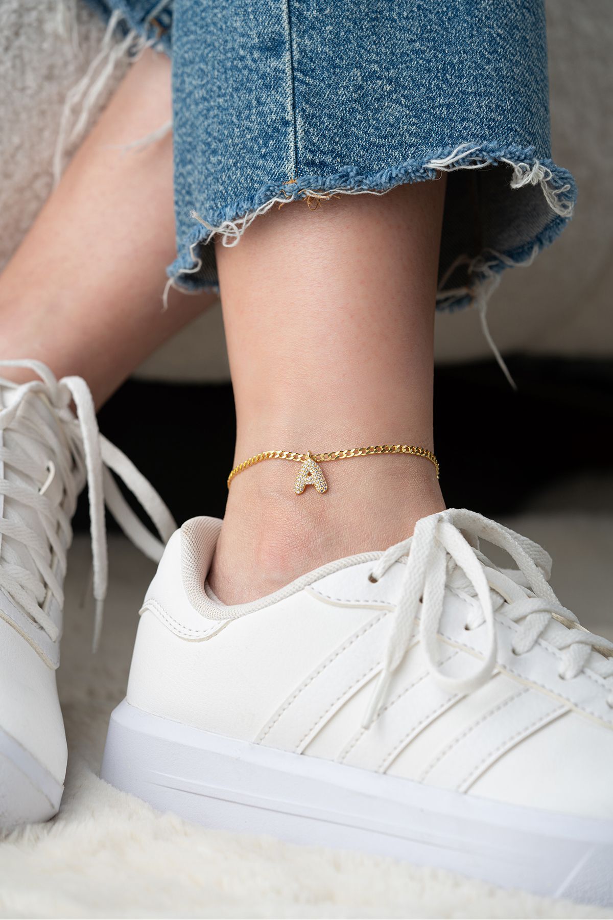 Gümüş Taşlı Balon Harf Halhal