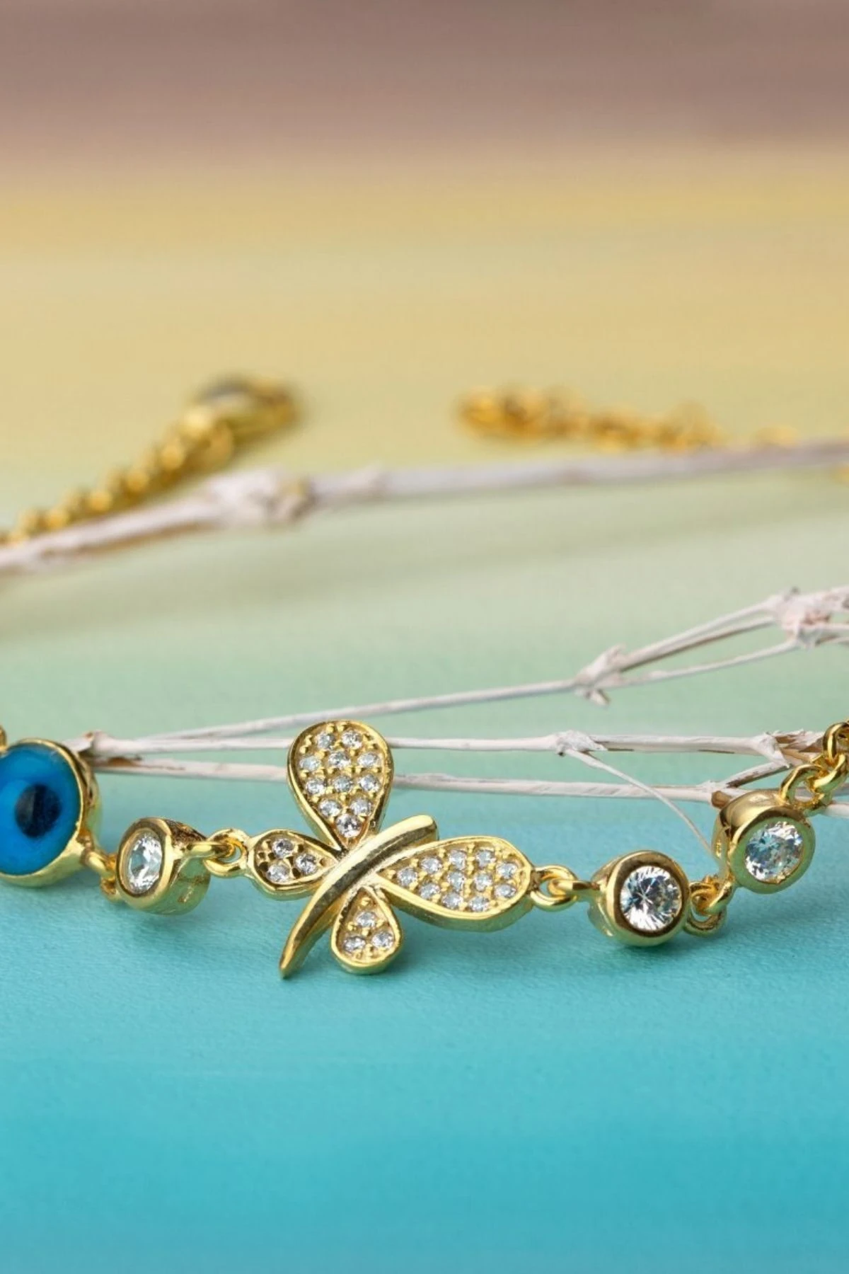 Gümüş Nazar Boncuklu Yusufçuk Bileklik