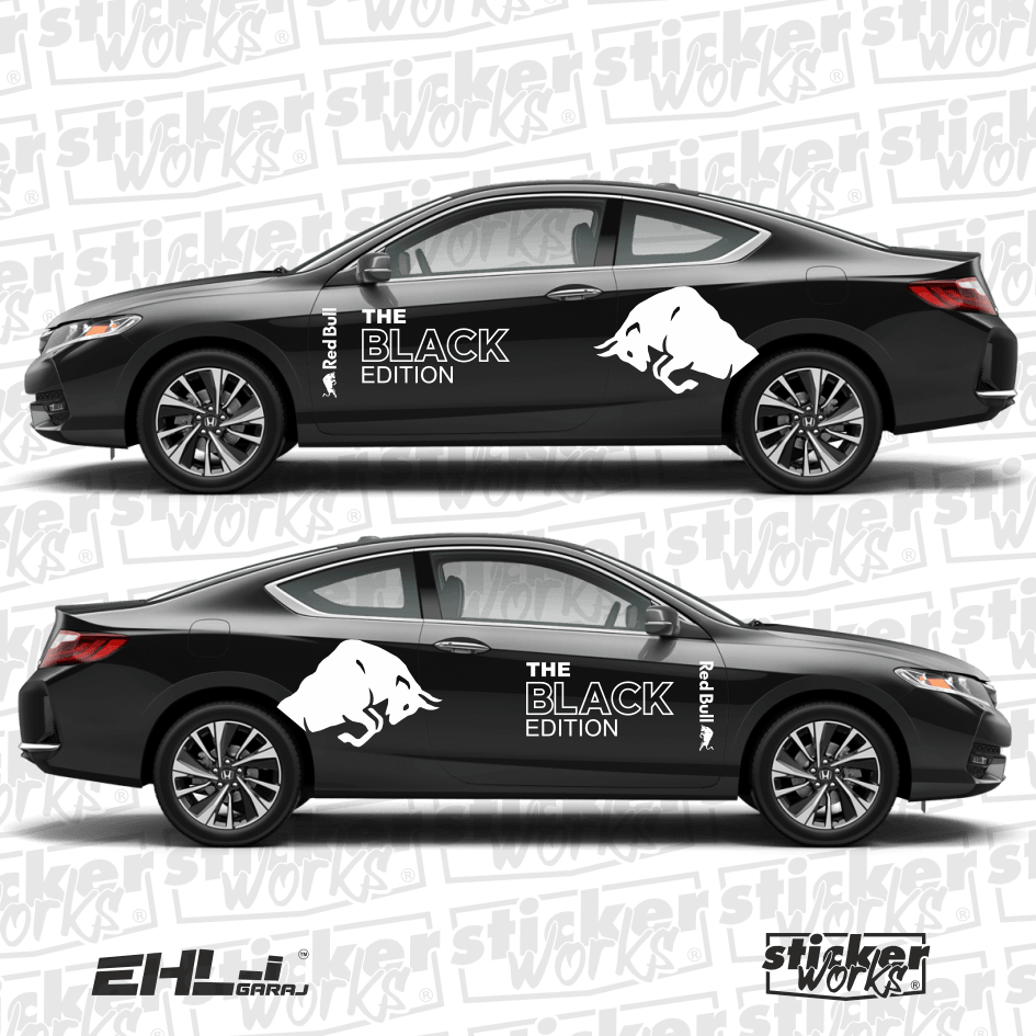 Red Bull The BLACK Edition Sticker  – Yan Gövde Sticker Seti 