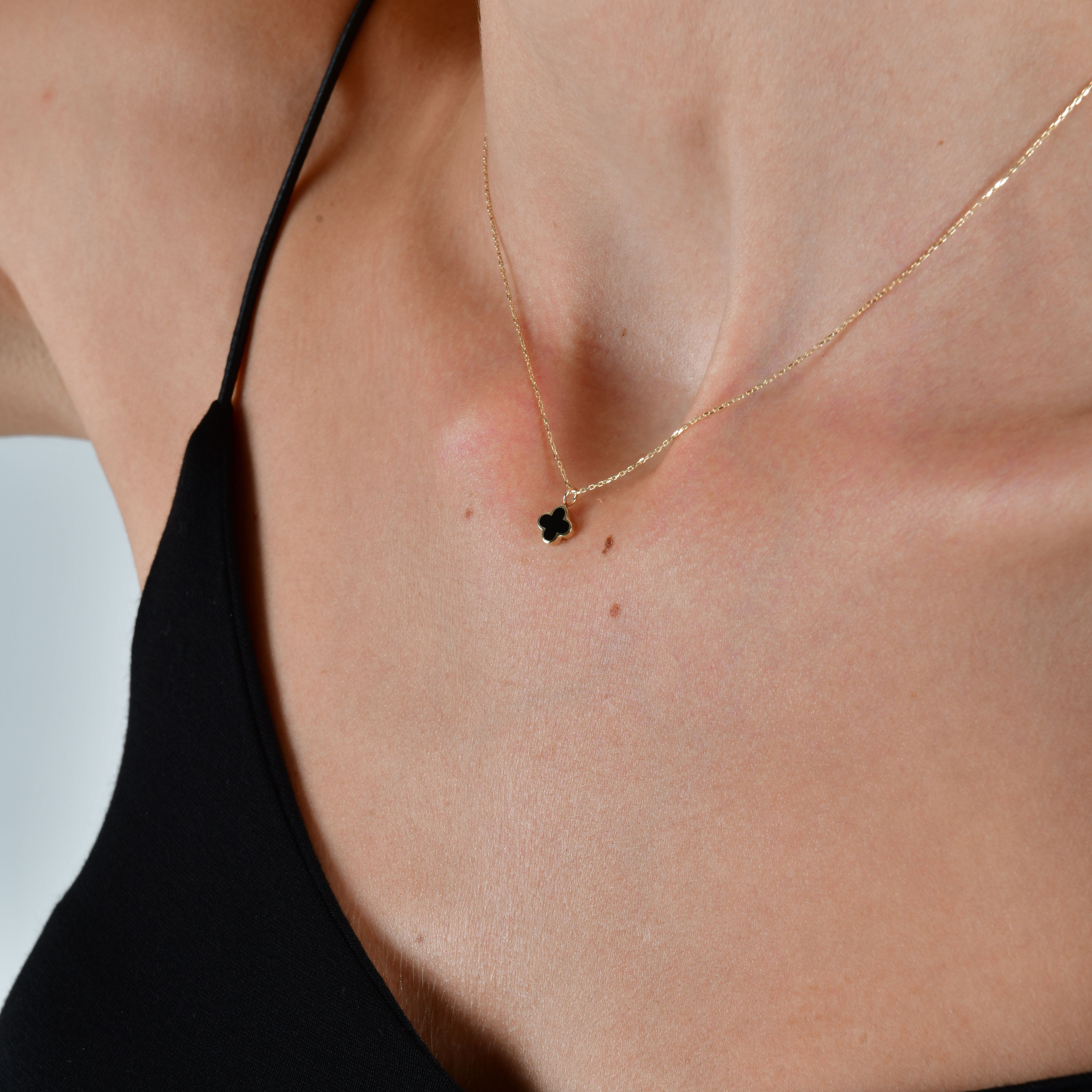 Minimalistic Enamel Clover Necklace