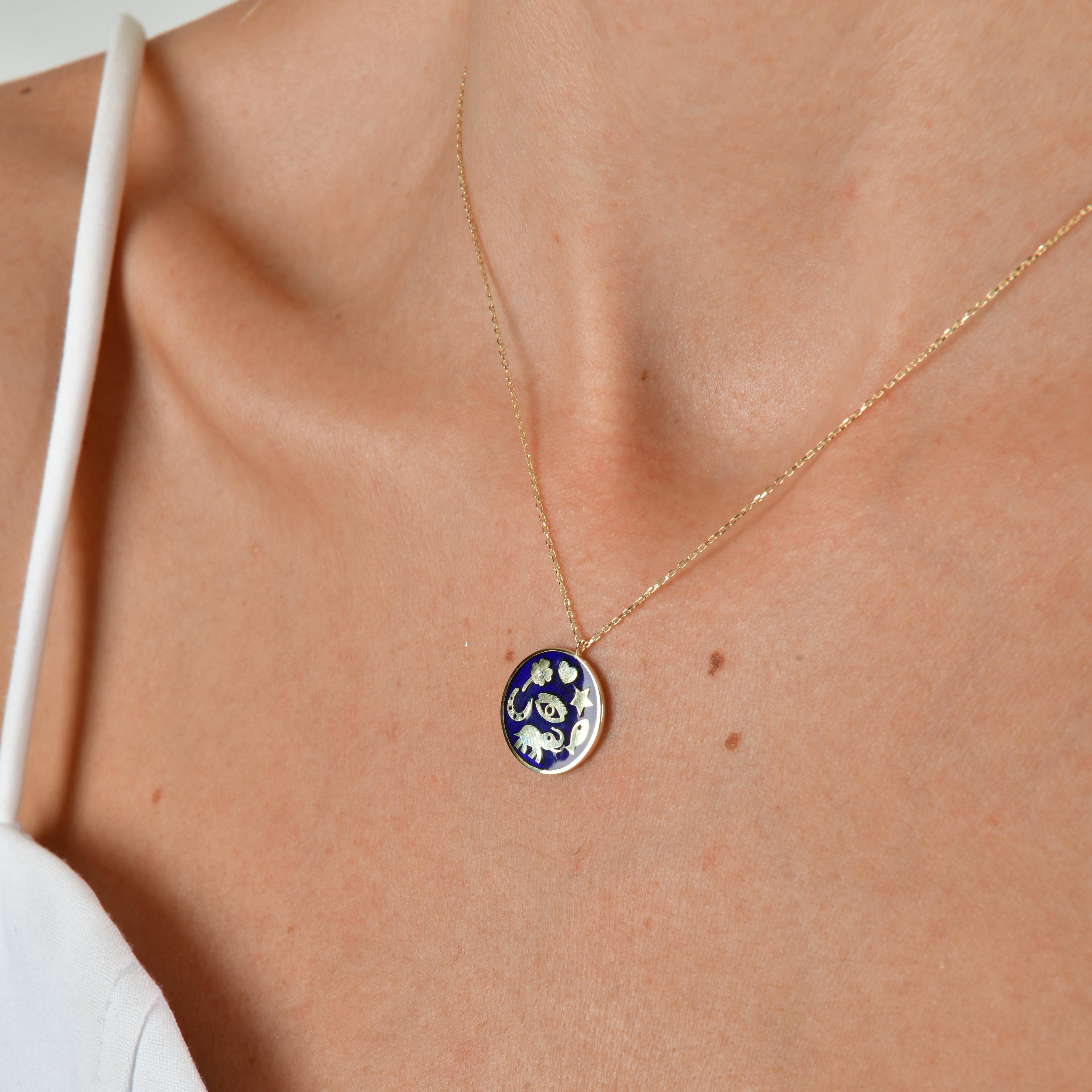 Enamel Circle Luck Necklace