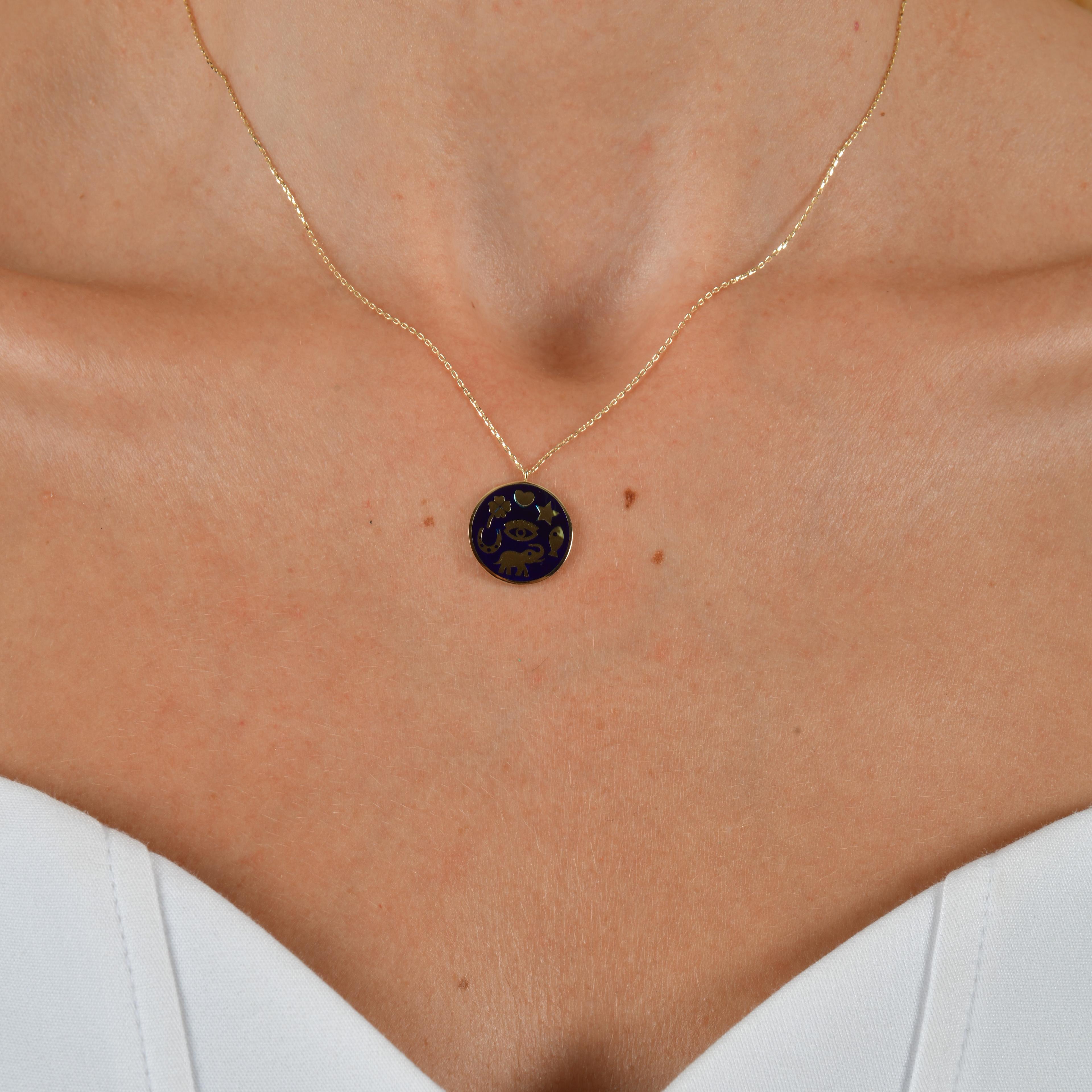 Enamel Circle Luck Necklace