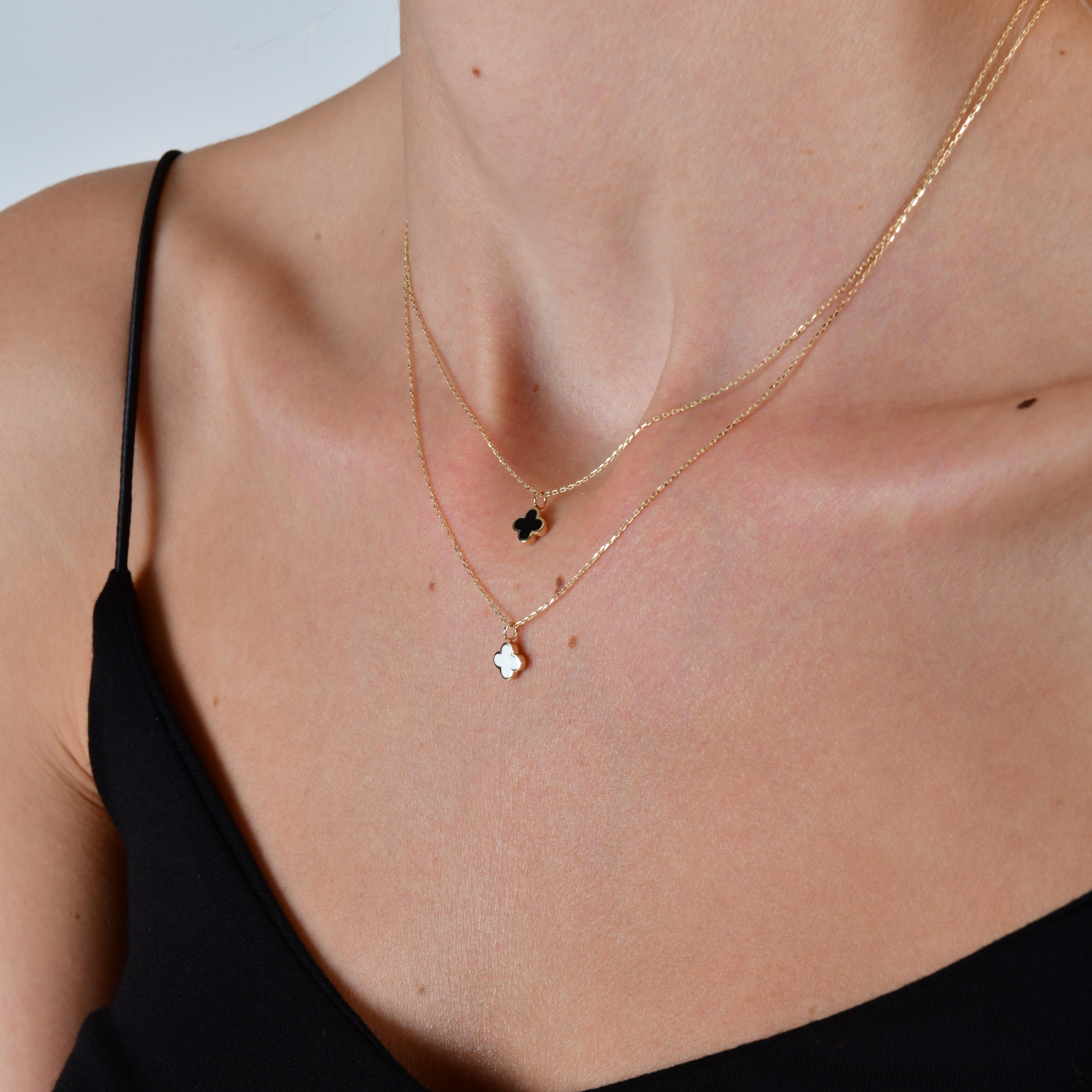 Minimalistic Enamel Clover Necklace