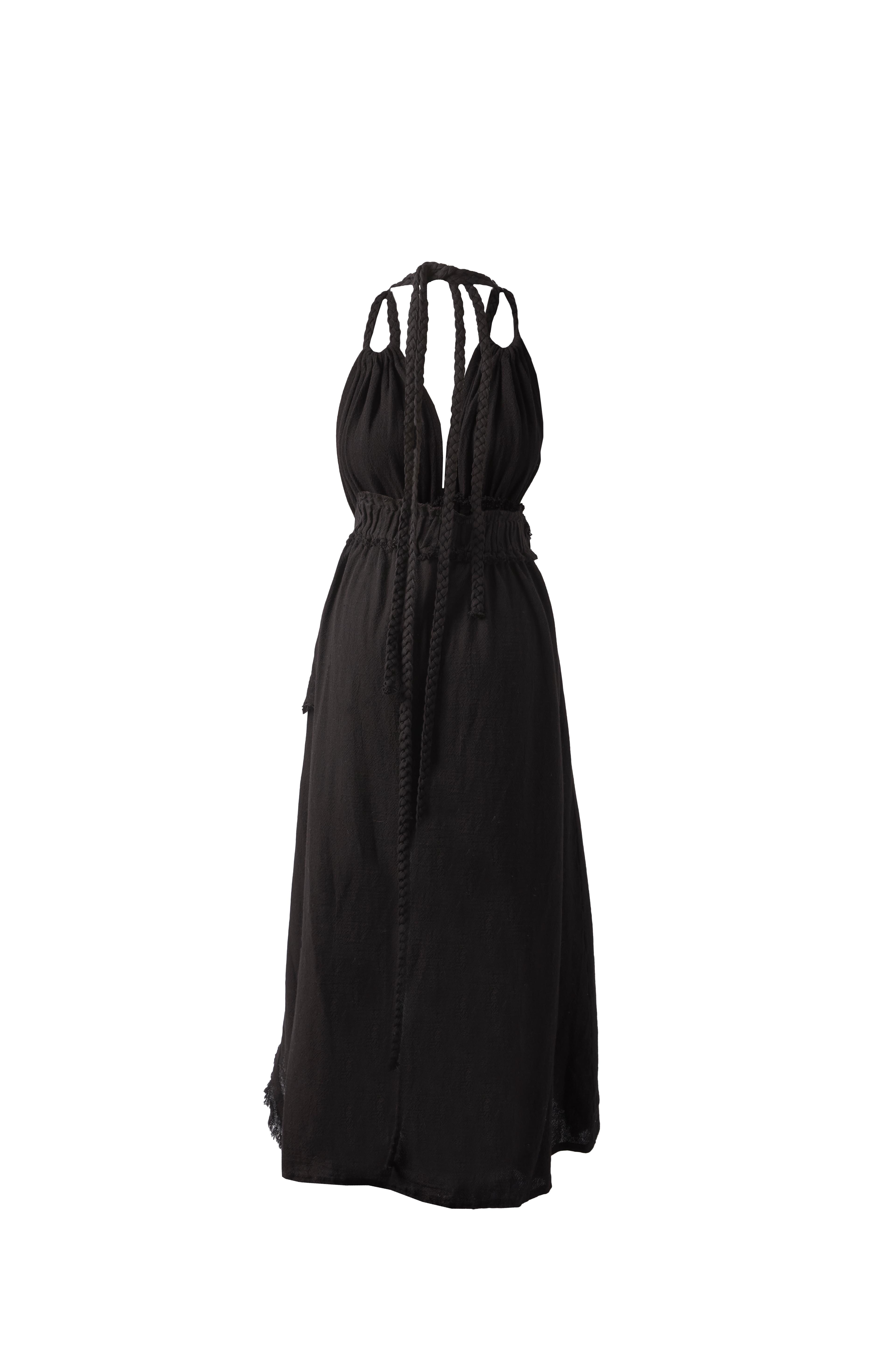 APHRODITE DIRTY STITCHING DETAIL ASYMMETRIC LAYERS COTTON DRESS