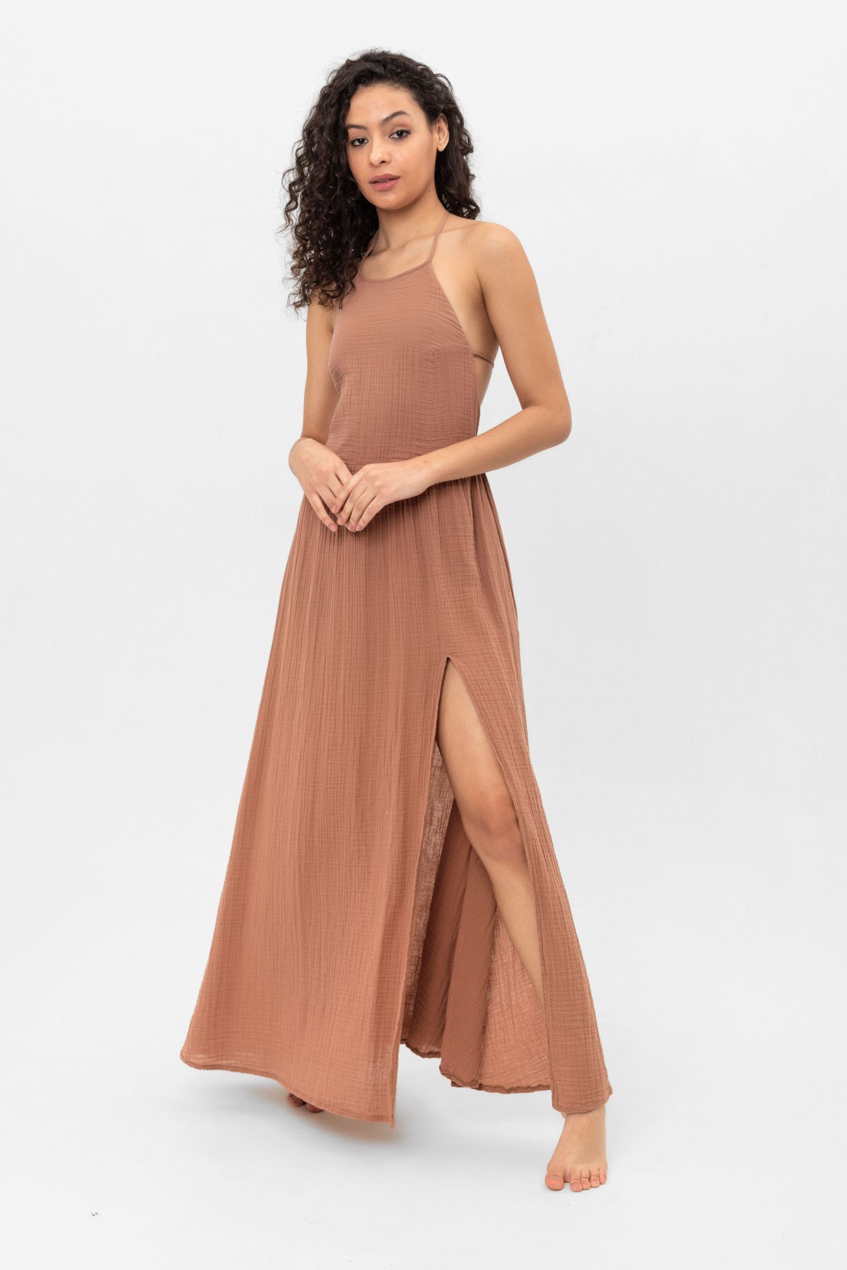 BELLA LONG DRESS WITH TIE DETAIL FROM NECK AND BACK