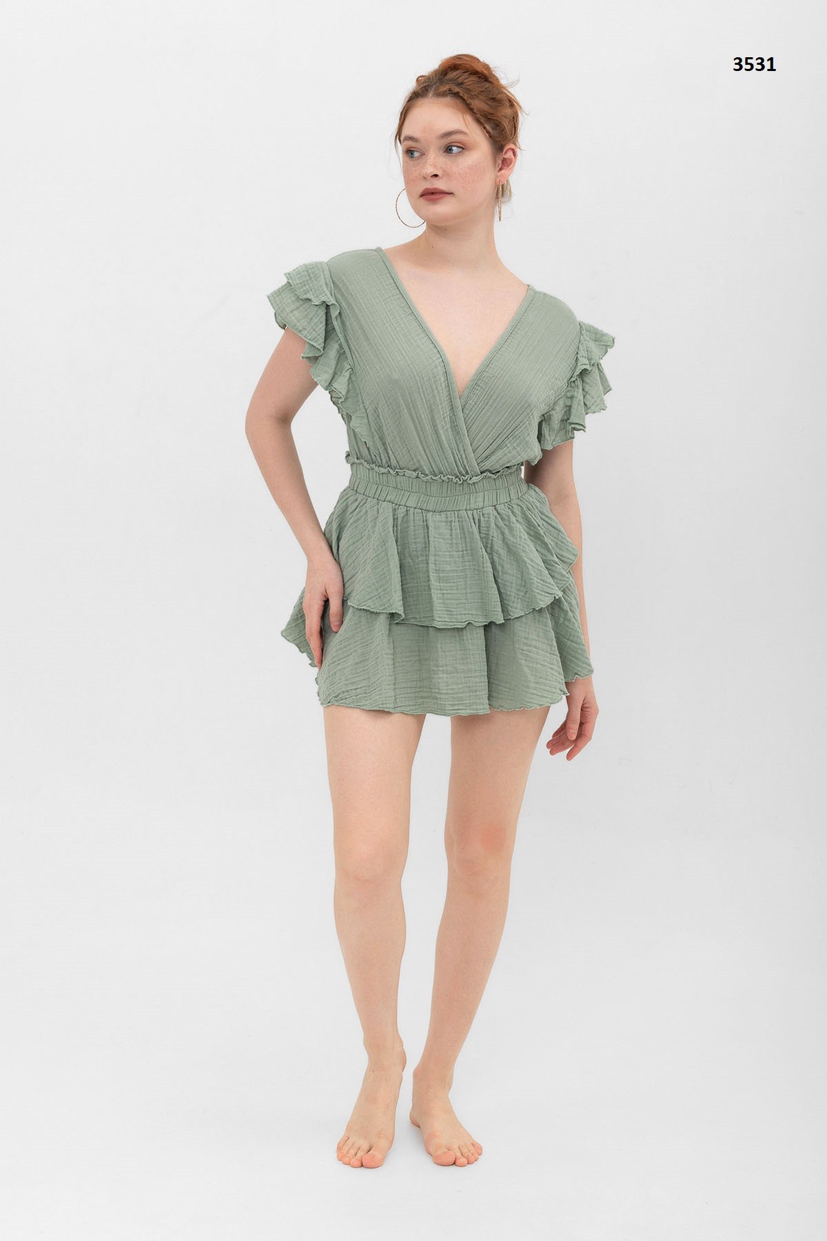 KAI Ruffle DETAIL SHORT SHORTS SKIRT JUMPSUIT