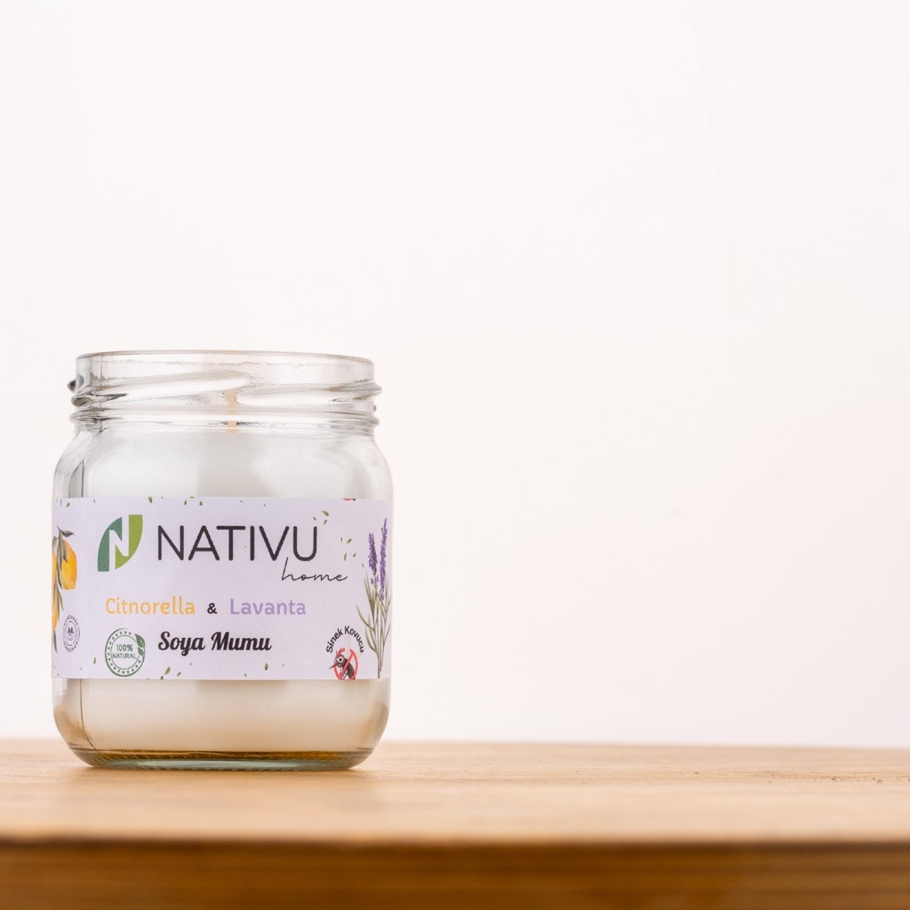 Doğal Sinek Kovucu Soya Mumu – Citronella & Lavanta – 210 ml | %100 Bitkisel, Kimyasal İçermez, İç ve Dış Mekan Kullanımına Uygun