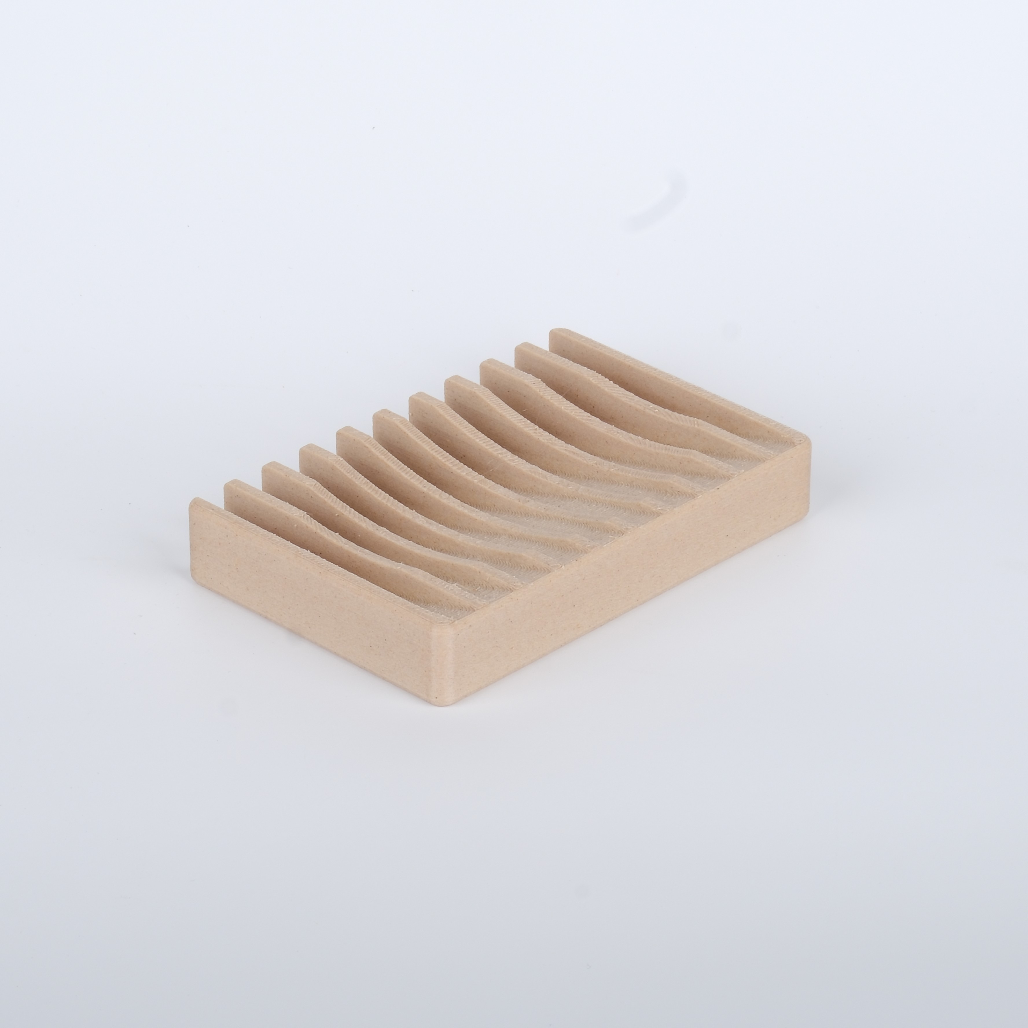Ahşap Katkılı 3D Baskı Dalga Tasarımlı Sabunluk – Modern ve Fonksiyonel