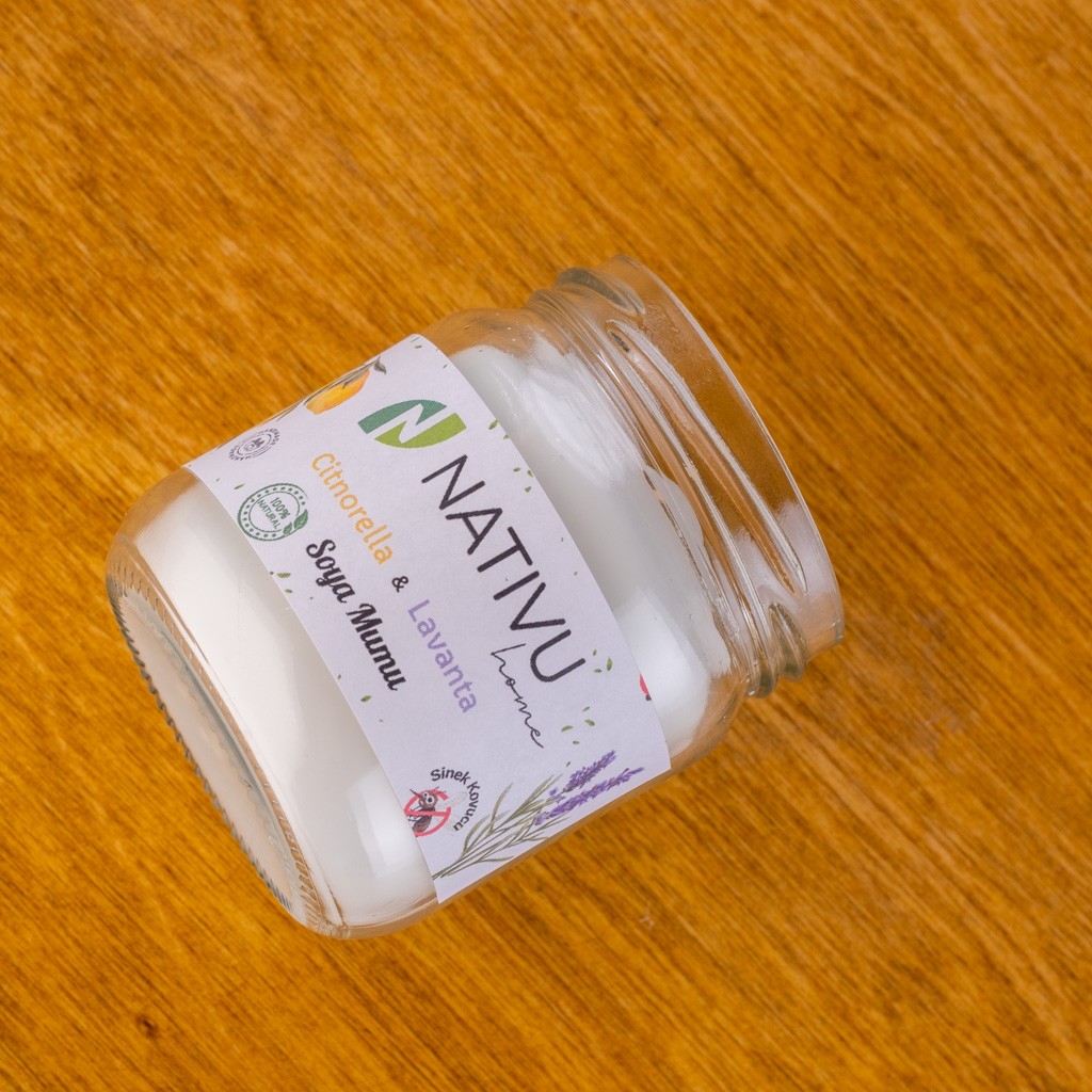 Doğal Sinek Kovucu Soya Mumu – Citronella & Lavanta – 210 ml | %100 Bitkisel, Kimyasal İçermez, İç ve Dış Mekan Kullanımına Uygun
