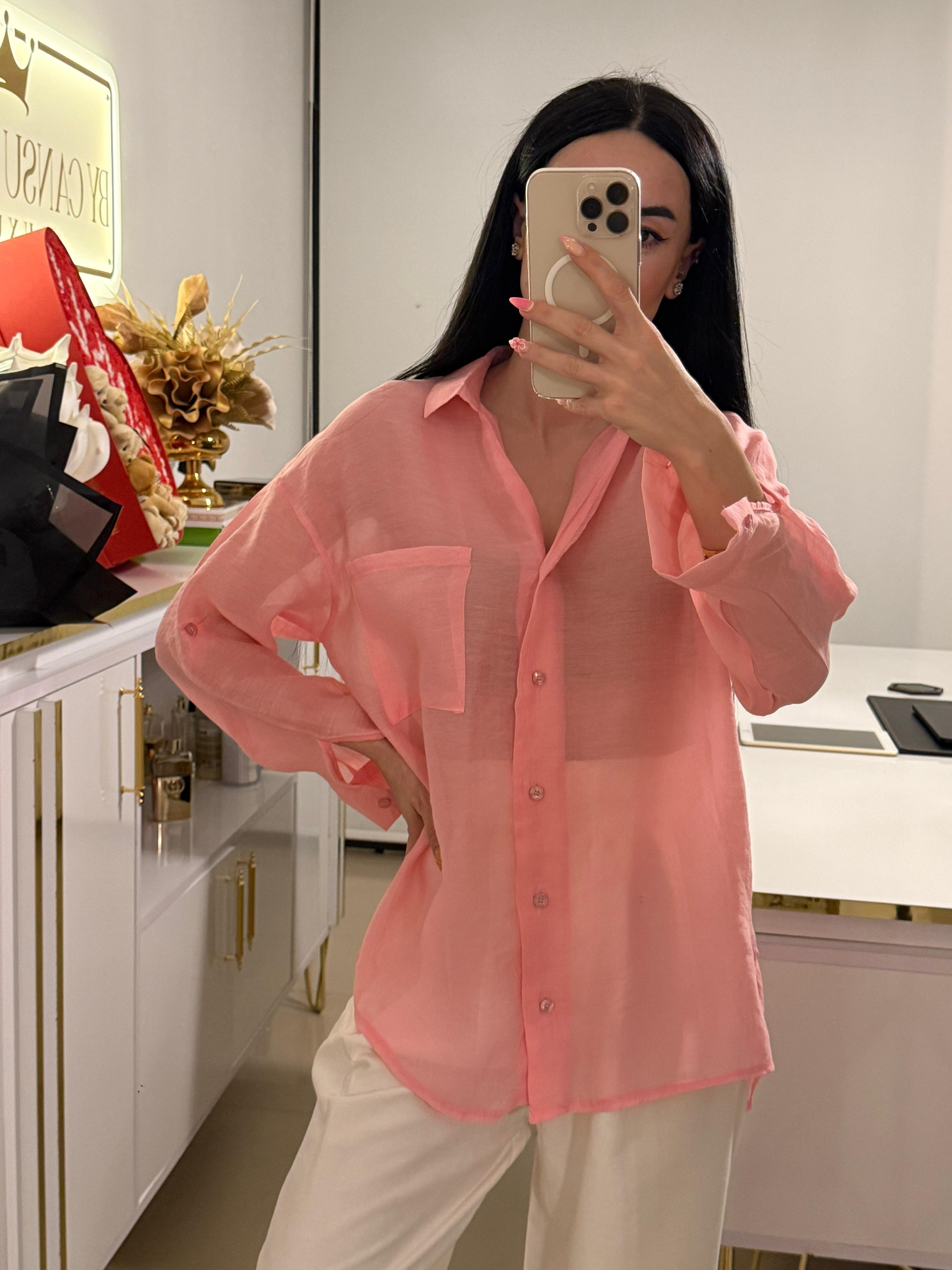 Cansuca - Keten Gömlek - Pembe