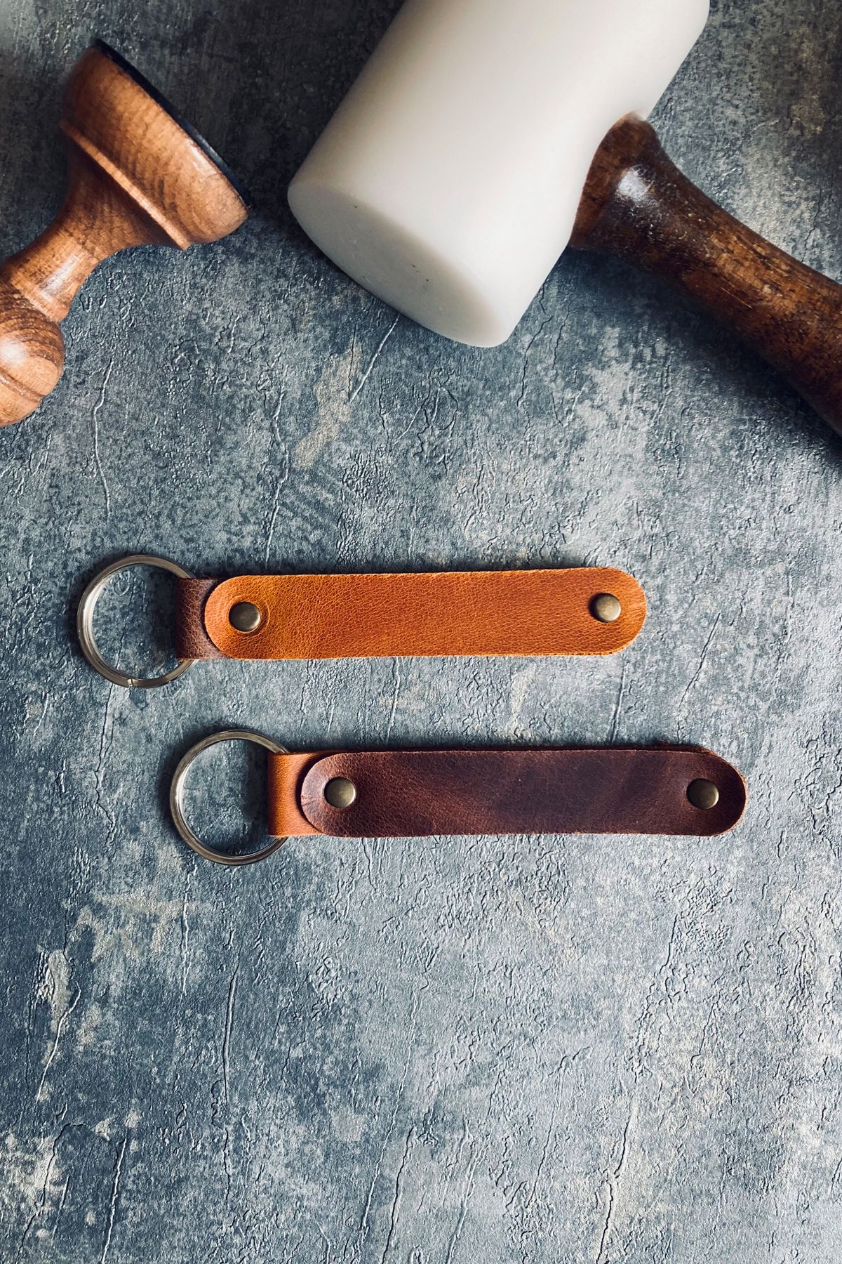 Set of 2 Genuine Leather Minimal Keychain Set | Bretya Leather