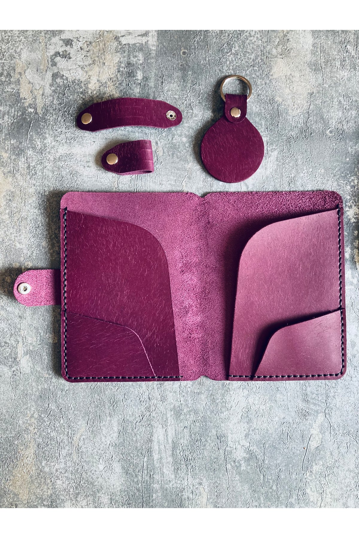 Set of 4 Passport Cover Set - Purple Leather | Bretya Leather
