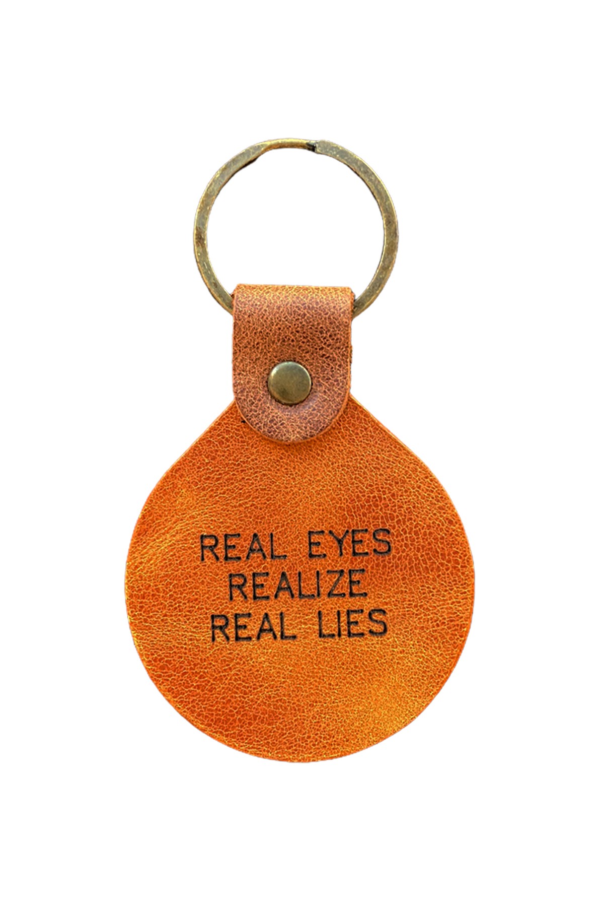 Real Eyes Realize Real Lies Logolu Hakiki Deri Su Damlası Anahtarlık