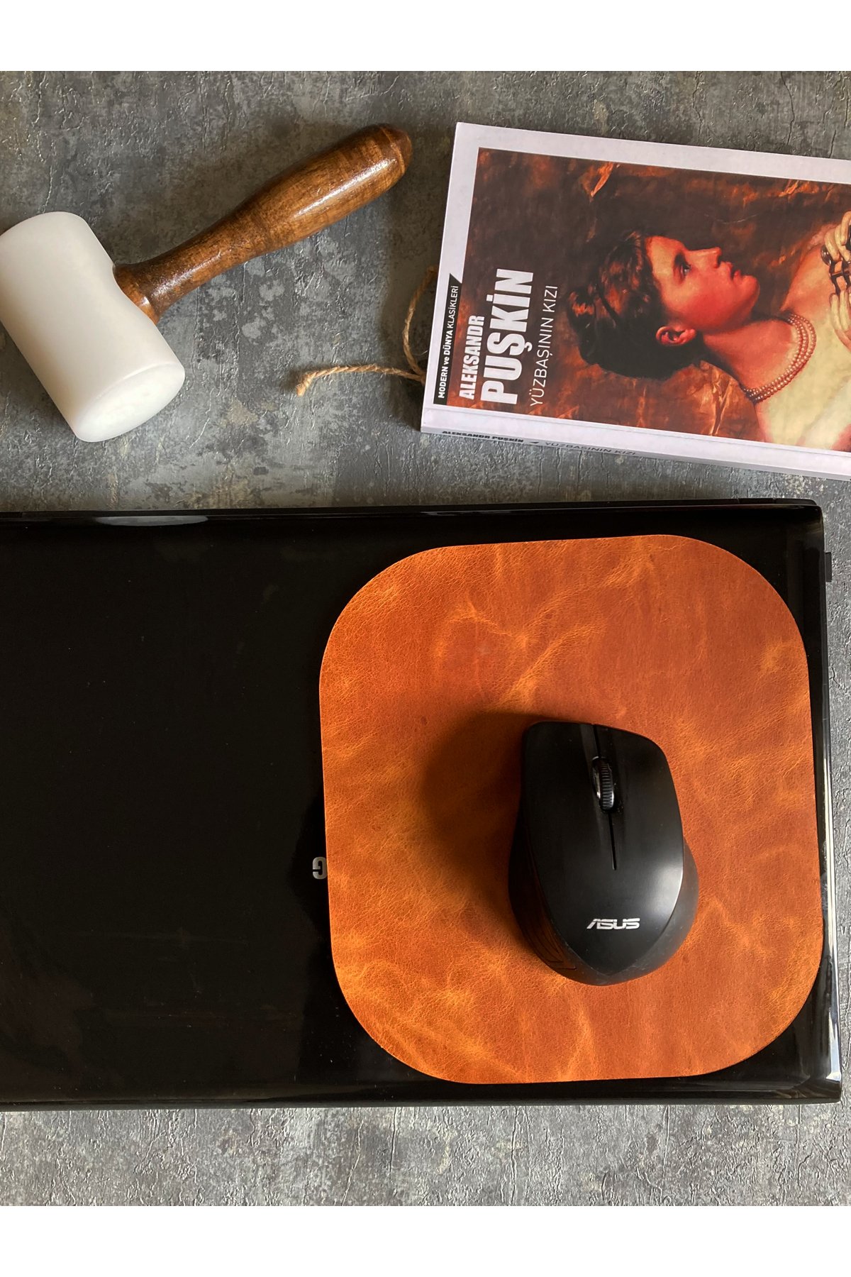 Hakiki Deri Mouse Pad - Camel