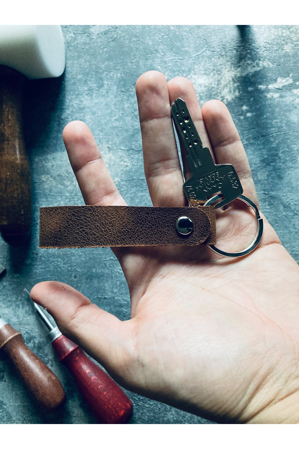 Genuine Leather Keychain | Bretya Leather - Tan