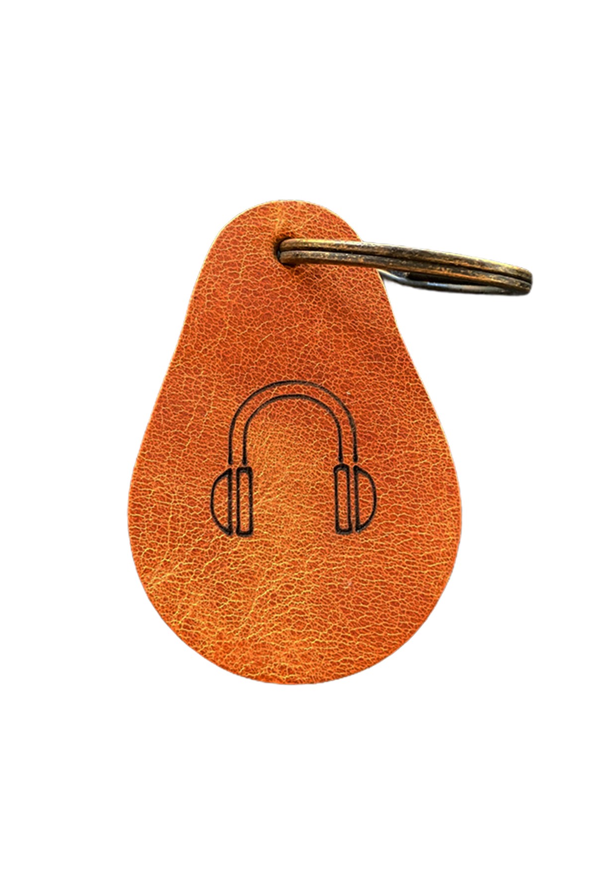 Kulaklık Logolu Hakiki Deri Anahtarlık