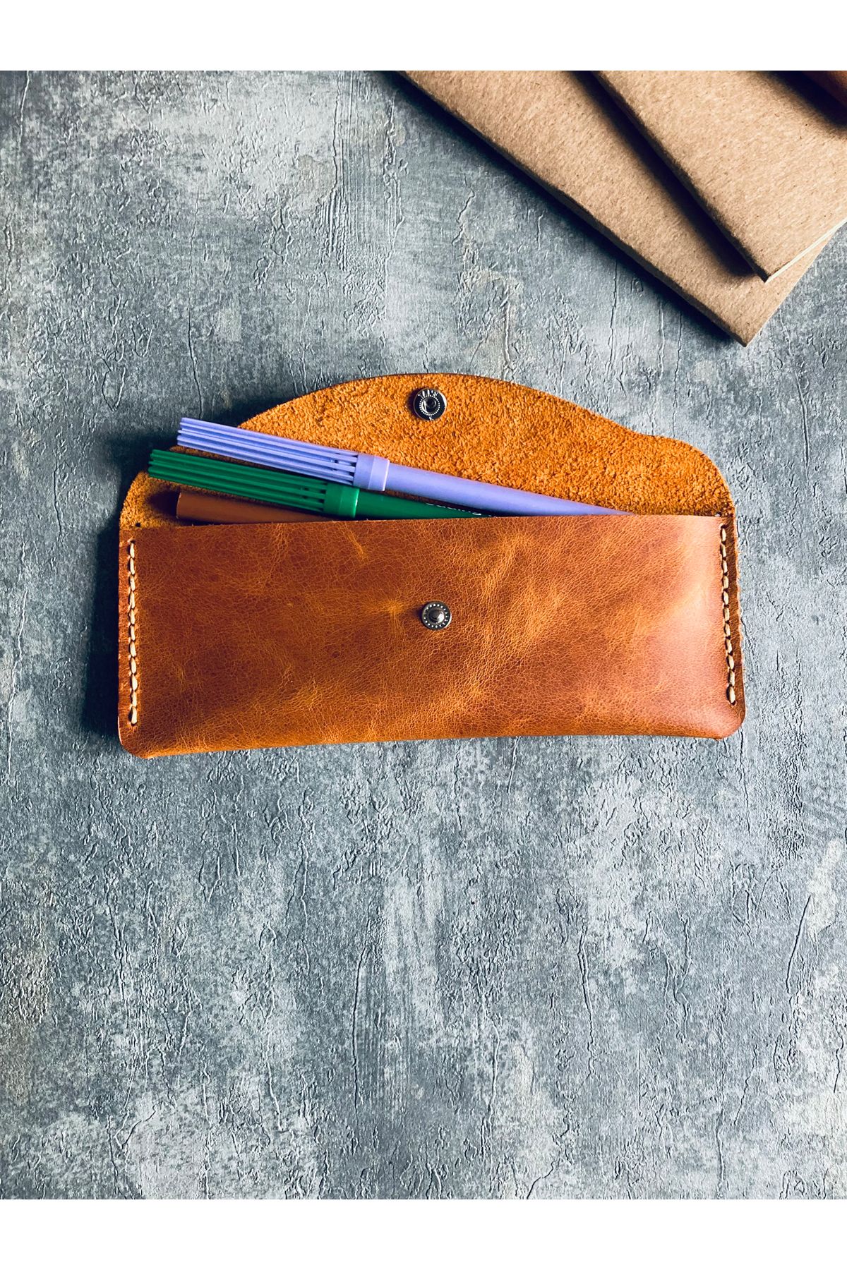 Genuine Leather Pen Holder | Bretya Leather - Camel