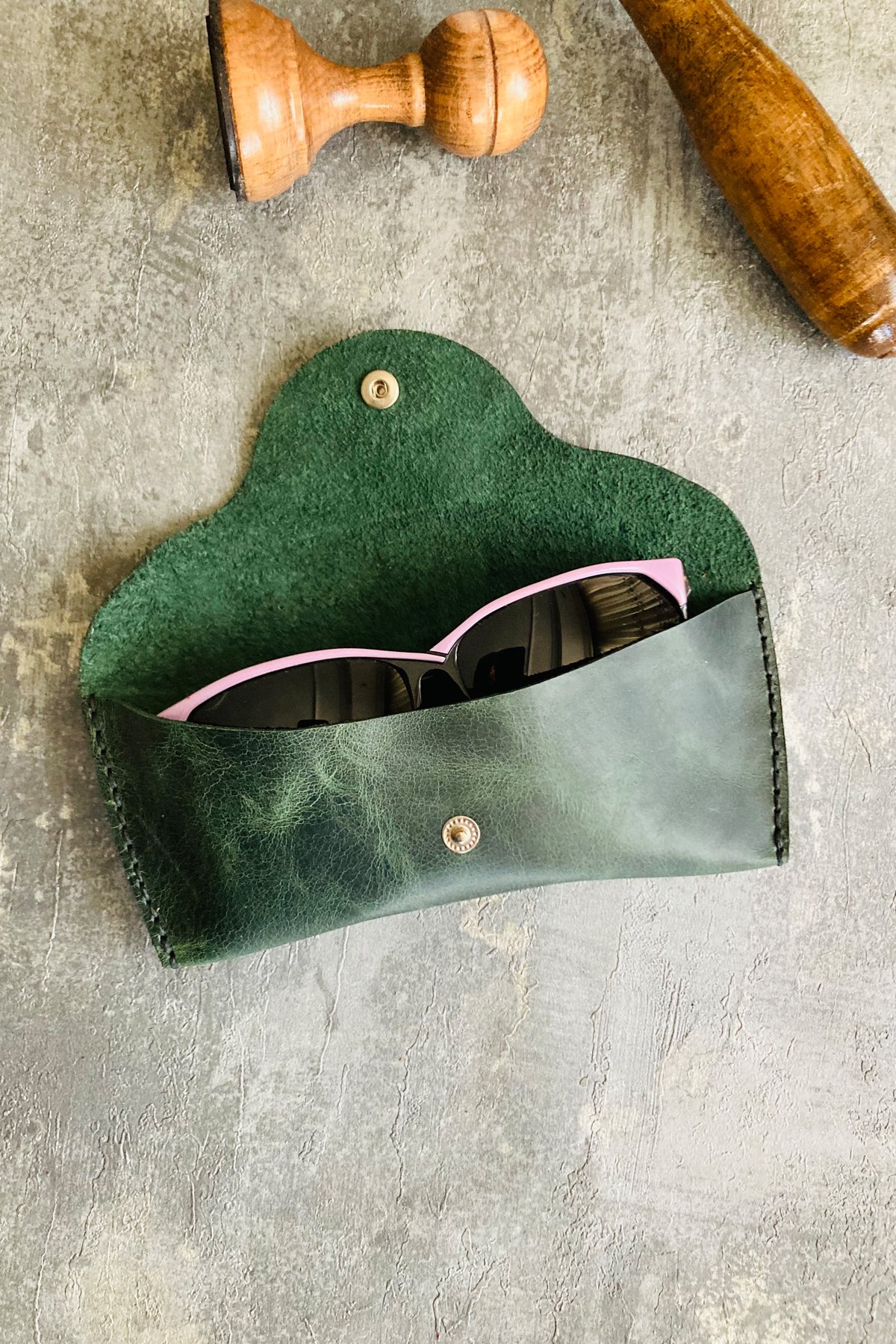 Genuine Leather Glasses Cover | Bretya Leather - Yeşil