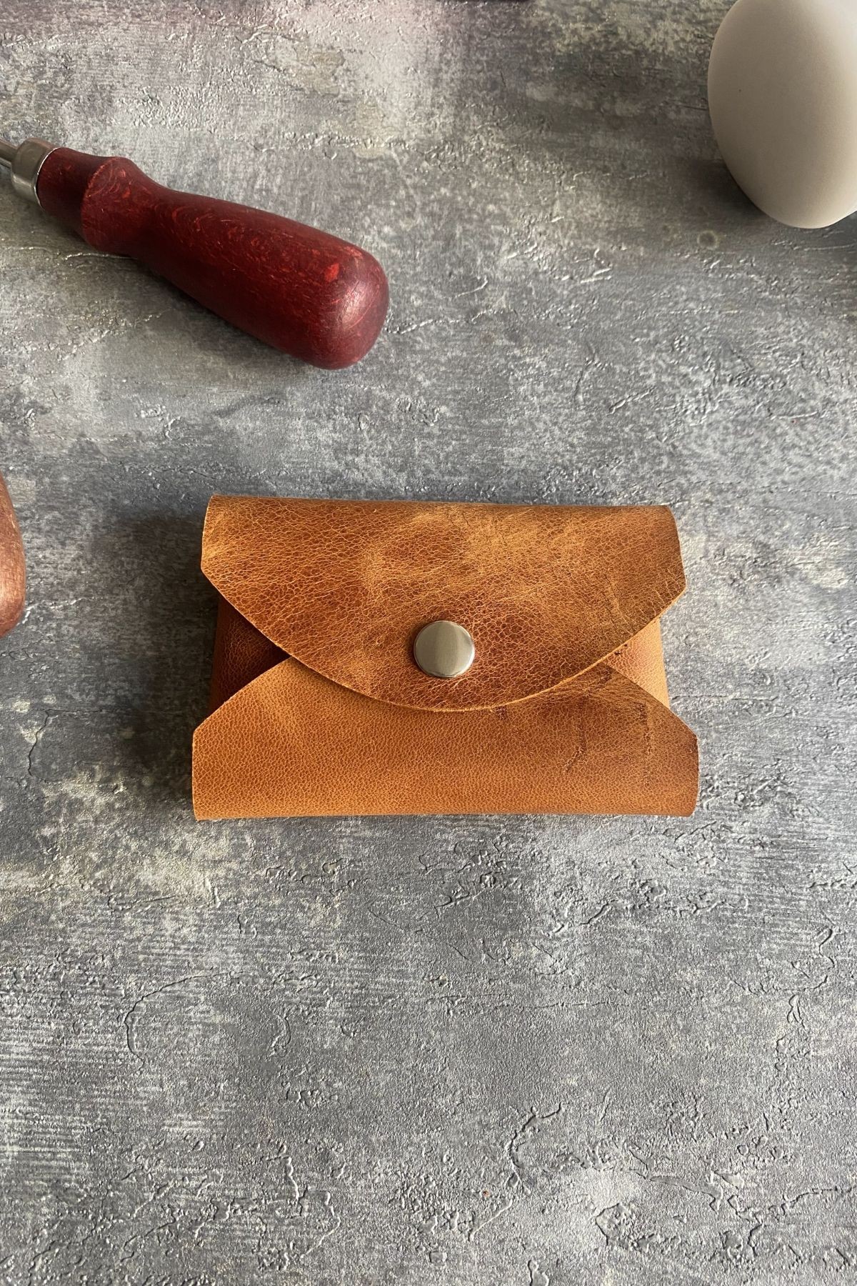 Genuine Leather Card and Money Box | Bretya Leather - Camel