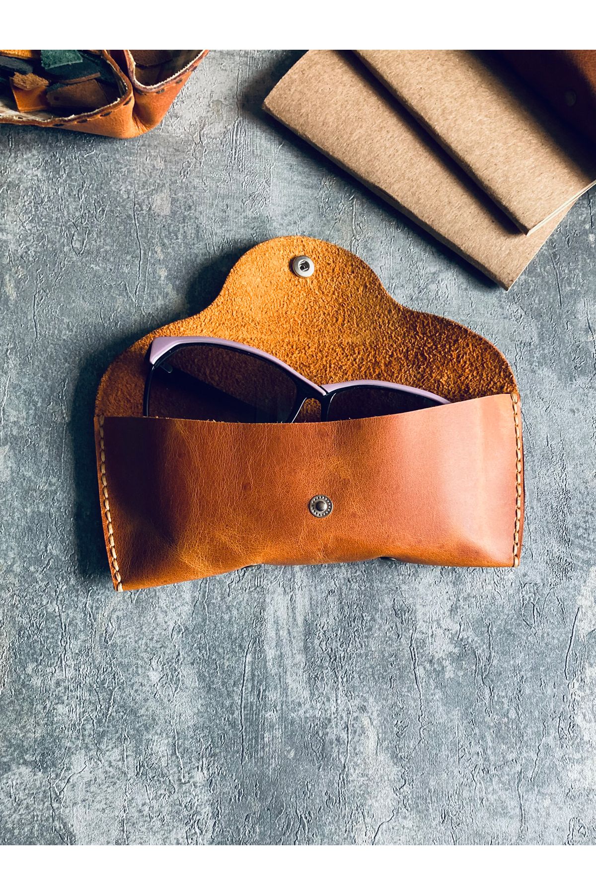 Genuine Leather Glasses Cover | Bretya Leather - Camel