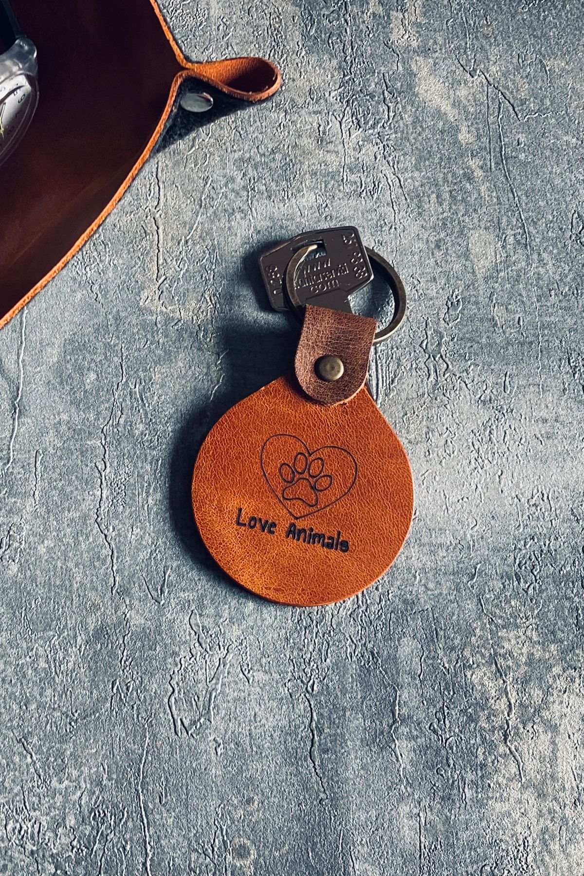 Genuine Leather Keychain - Love Animals Logo | Bretya Leather