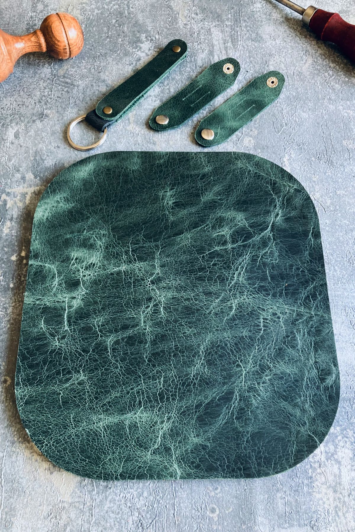 Genuine Leather Mouse Pad Set | Bretya Leather - Dark Green