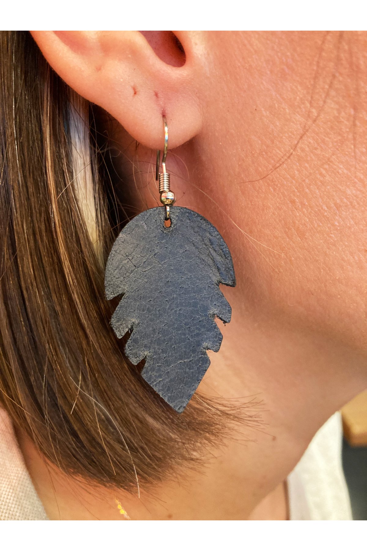 Genuine Leather Earrings | Bretya Leather - Anthracite