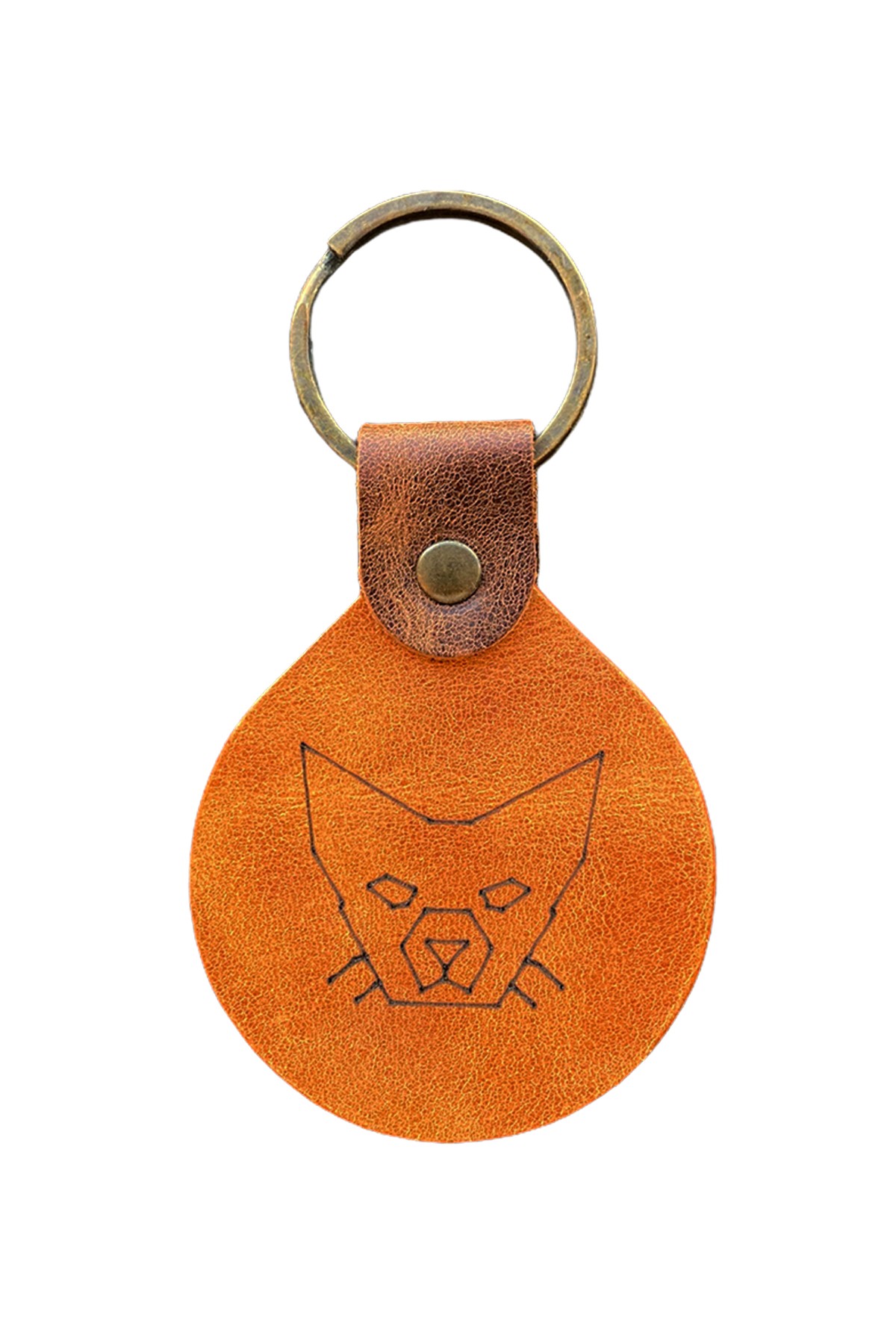 Genuine Leather Keychain - Wolf Logo | Bretya Leather