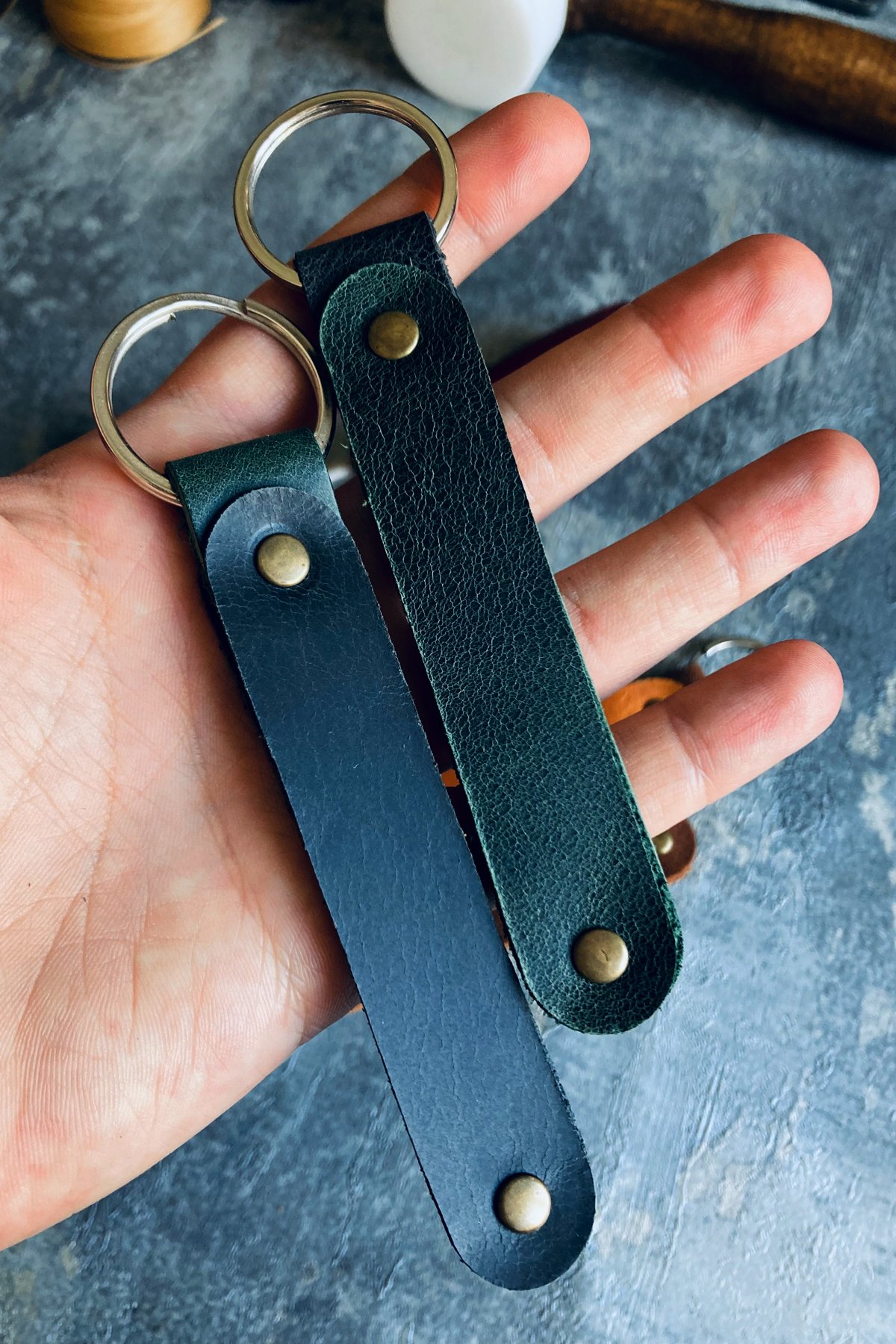 Set of 4 Genuine Leather Minimal Keychain Set | Bretya Leather