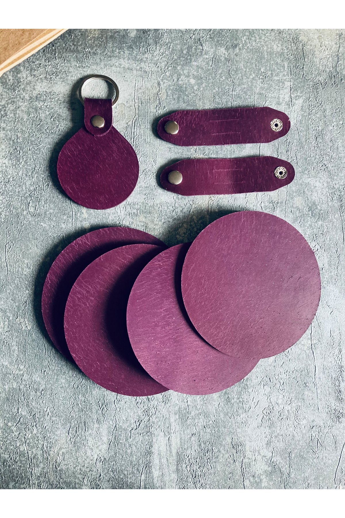Set of 4 Coasters - Purple Leather | Bretya Leather