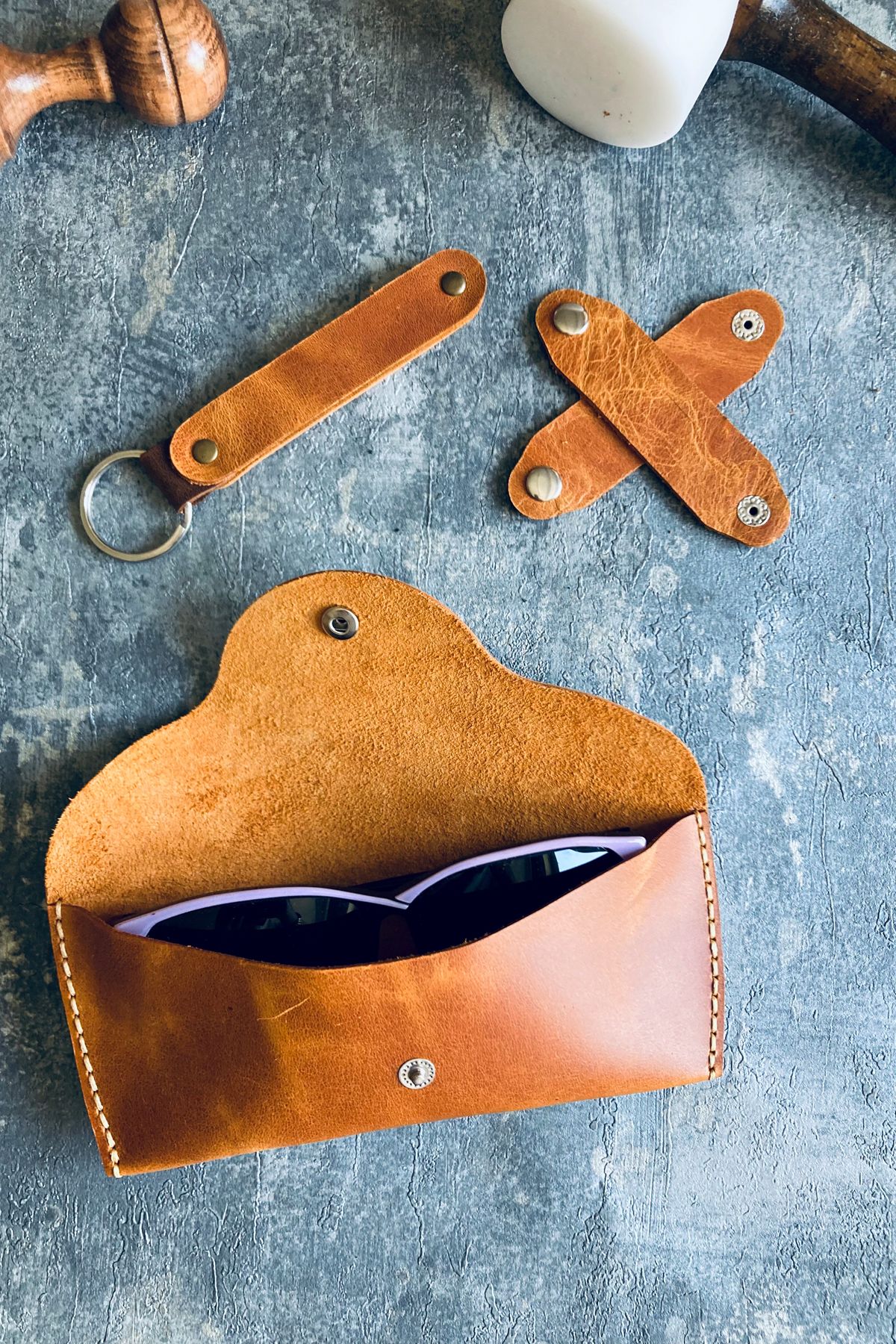 Genuine Leather Glasses Case Set | Bretya Leather - Camel