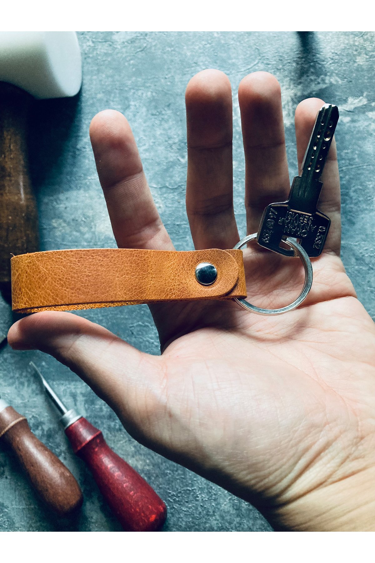 Genuine Leather Keychain | Bretya Leather - Camel