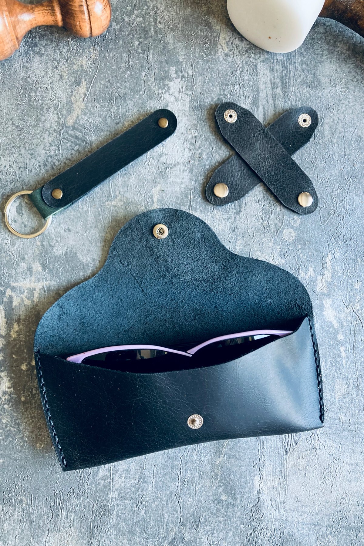 Genuine Leather Glasses Case Set | Bretya Leather - Anthracite