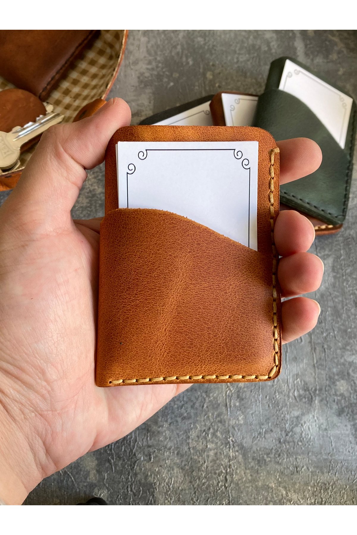 Genuine Leather Tiny Card Holder | Bretya Leather - Camel