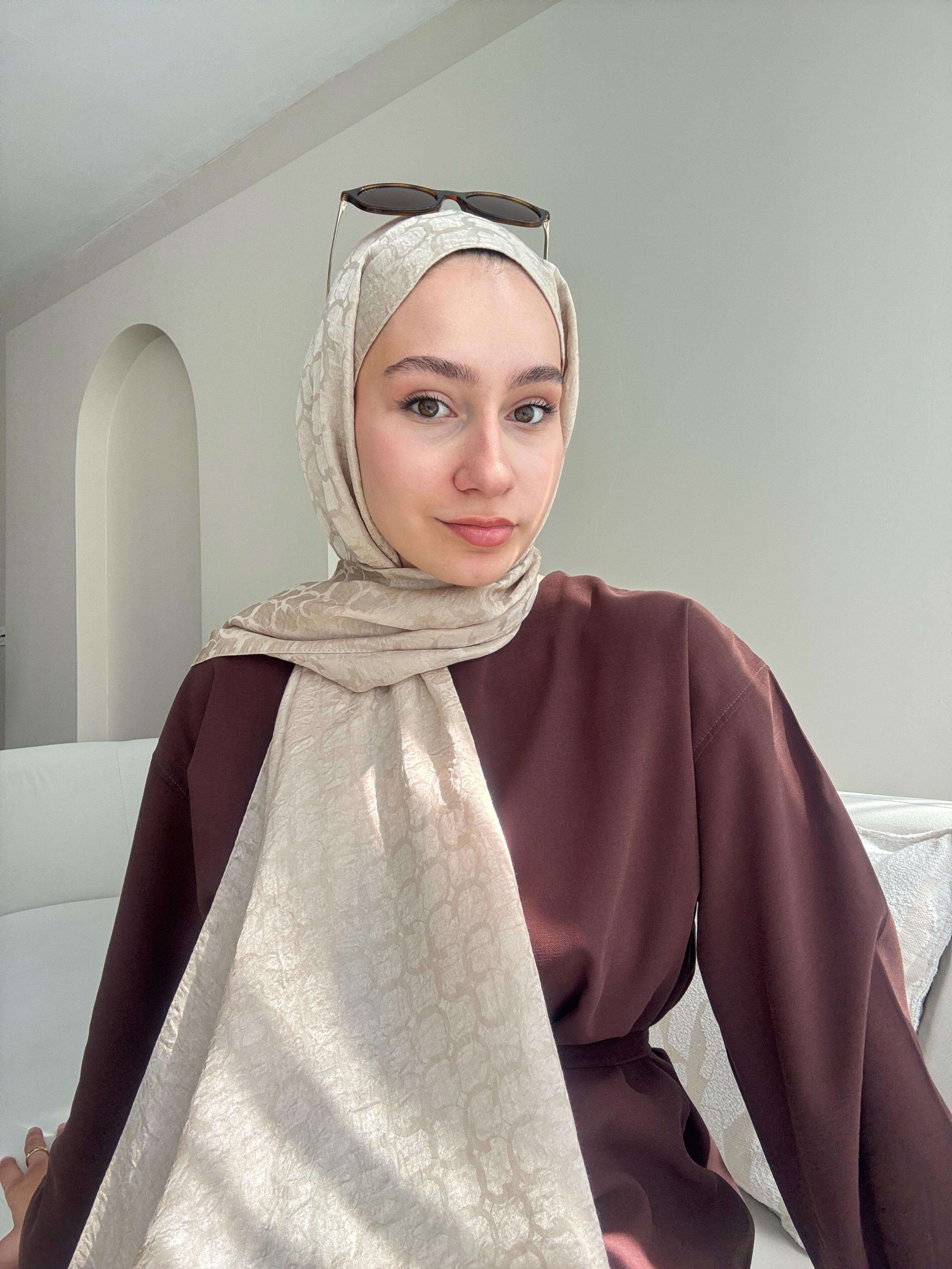 Parla İpeksi Pamuk Jakar Şal - BEJ image