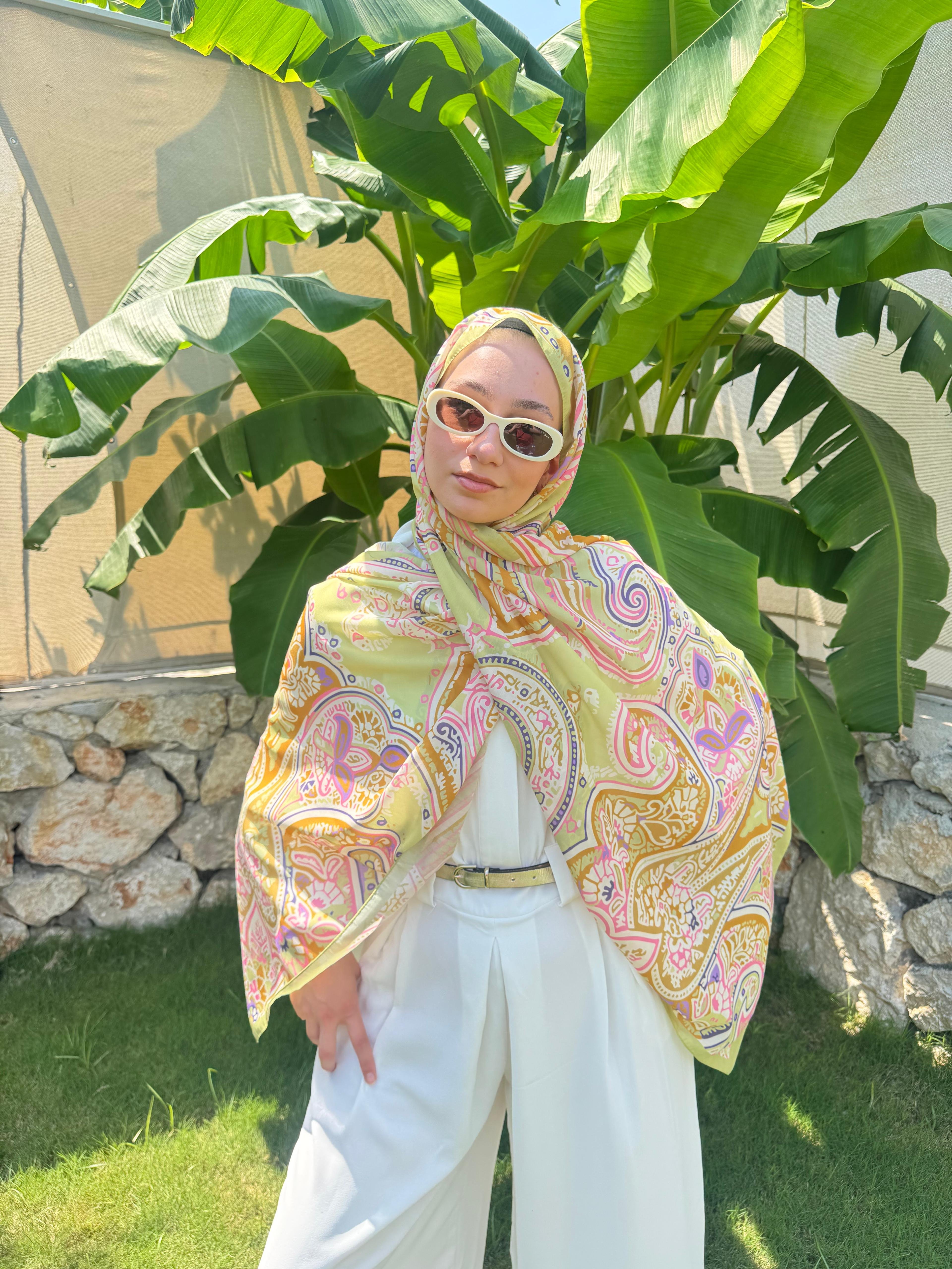 Anka Modal Pamuk Şal - YEŞİL image