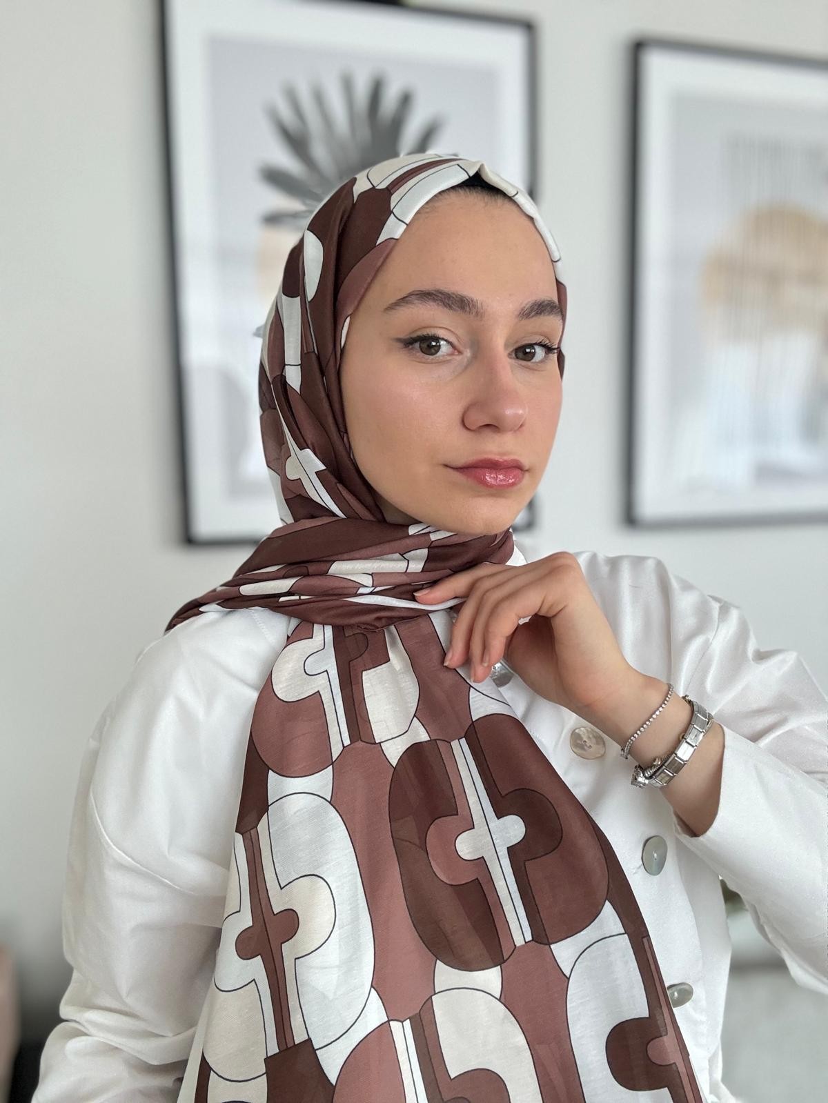 Mimoza Soft Pamuk Şal-Kahve