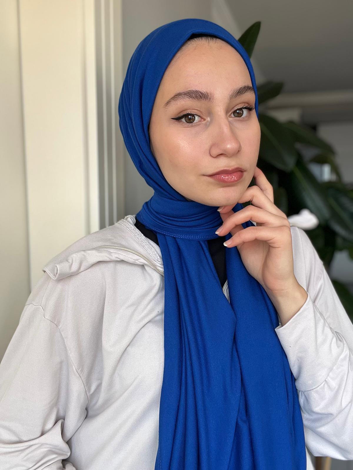 Premium Penye Şal - Saks Mavisi