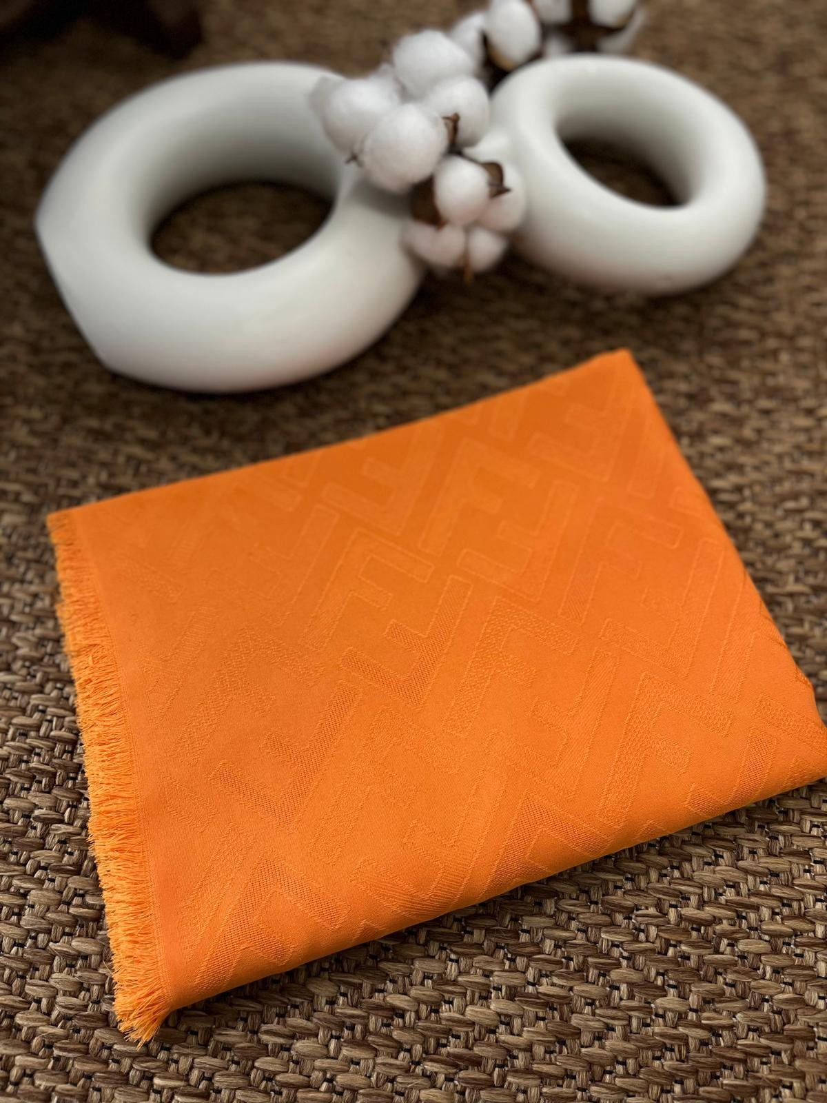 F Desen Cotton Şal - Turuncu image