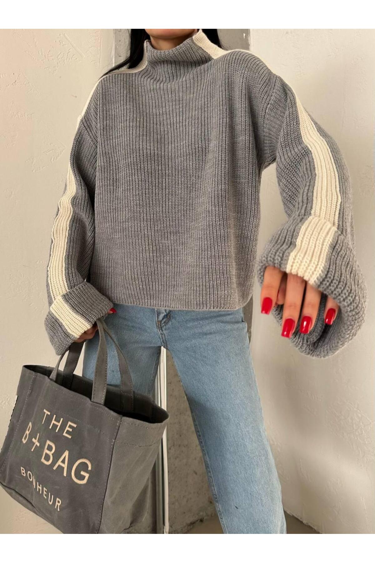 DGN'S ''ITALY COLLECTION'' KADIN İNTERSİYE&SELANİK ÖRGÜLÜ TRİKO KAZAK