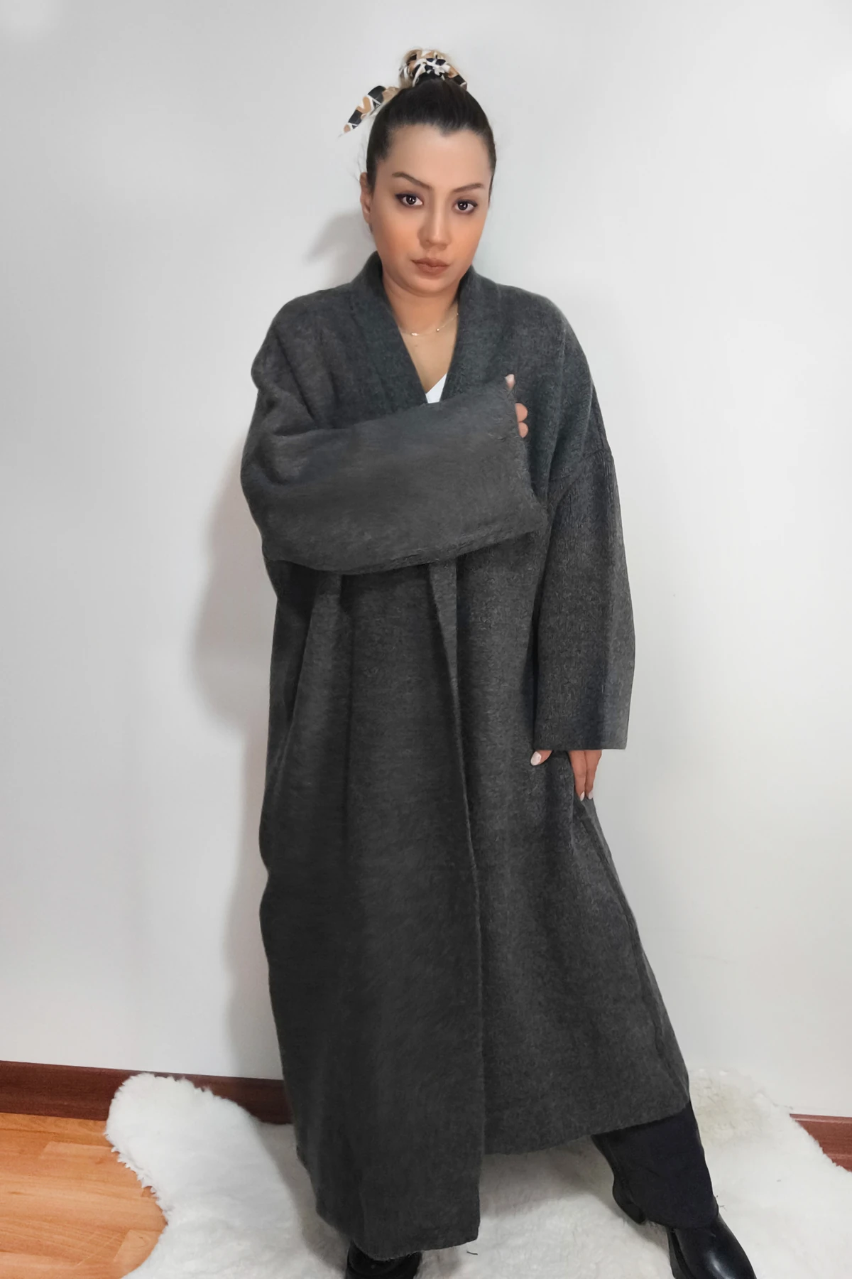 TRİKO KALIN UZUN OVERSİZE SALAŞ HIRKA BÜYÜK BEDEN UYUMLU