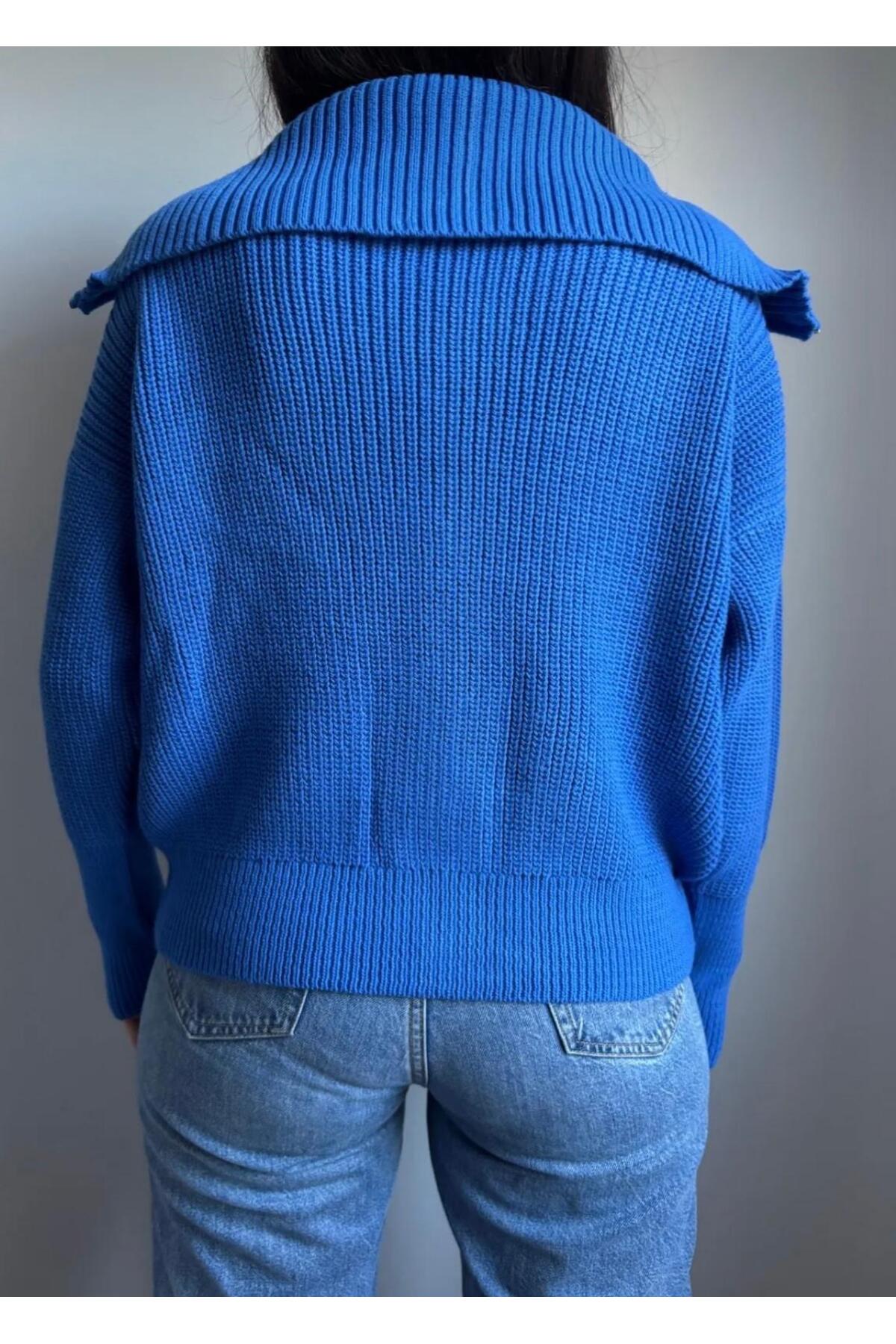 DGN'S DEVRİK YAKA FERMUARLI KOL UÇLARI DAR KADIN TRİKO HIRKA - CEKET