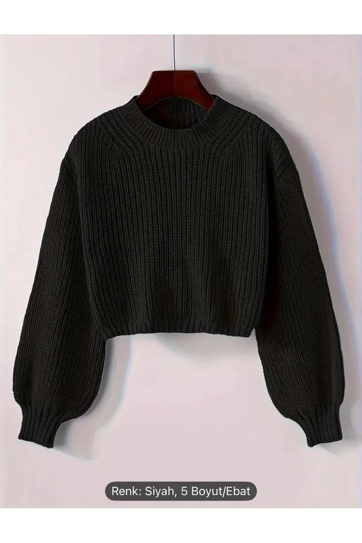 DGN'S SELANİK KALIN ÖRGÜLÜ BİSİKLET YAKA BALON KOL GÖRÜNÜMLÜ KADIN TRİKO KAZAK