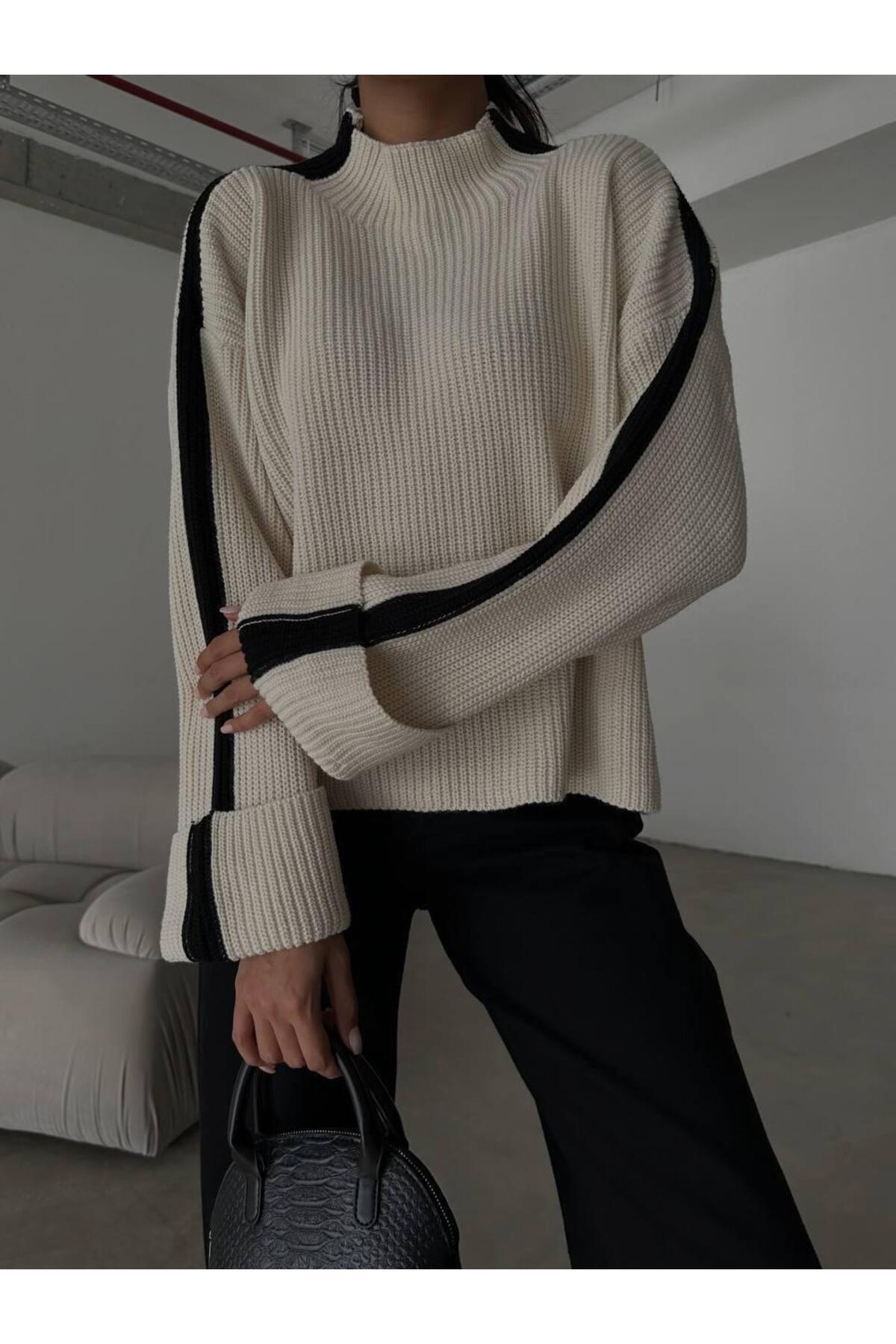 DGN'S ''ITALY COLLECTION'' KADIN İNTERSİYE&SELANİK ÖRGÜLÜ TRİKO KAZAK