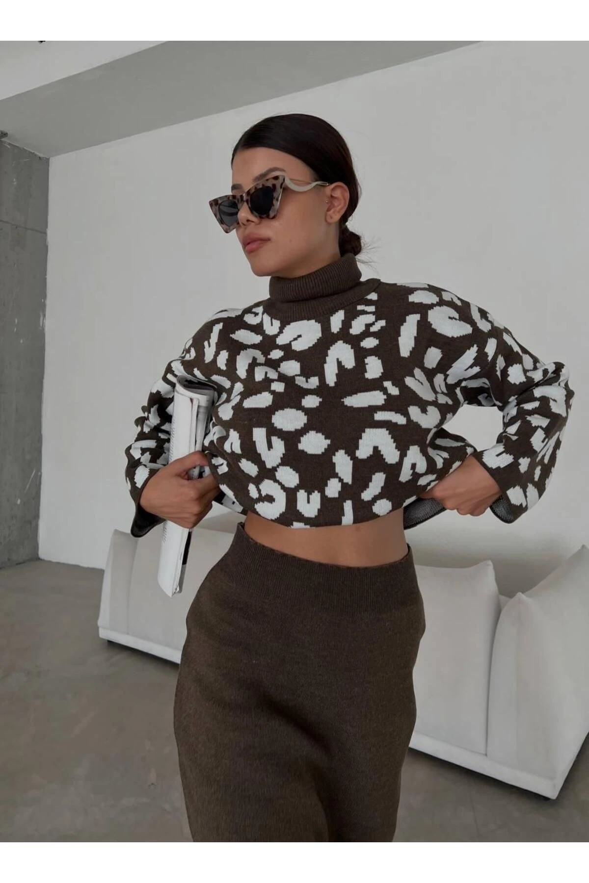 Benekli̇ Tam Balikçi Etek-kazak Kadin Tri̇ko 2'li̇ Takim